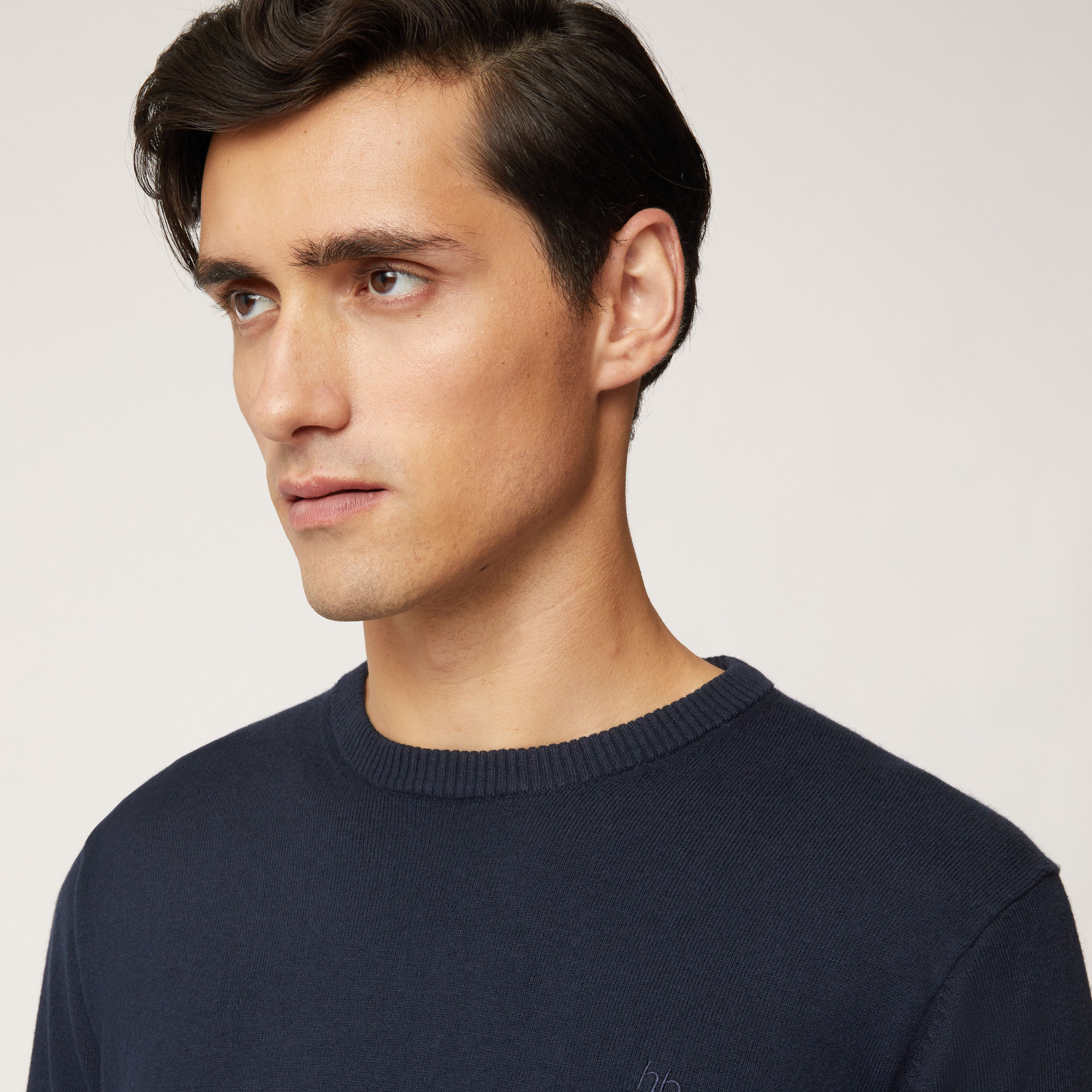 Pullover Girocollo Con Toppe Sui Gomiti, Light Blue, large image number 2