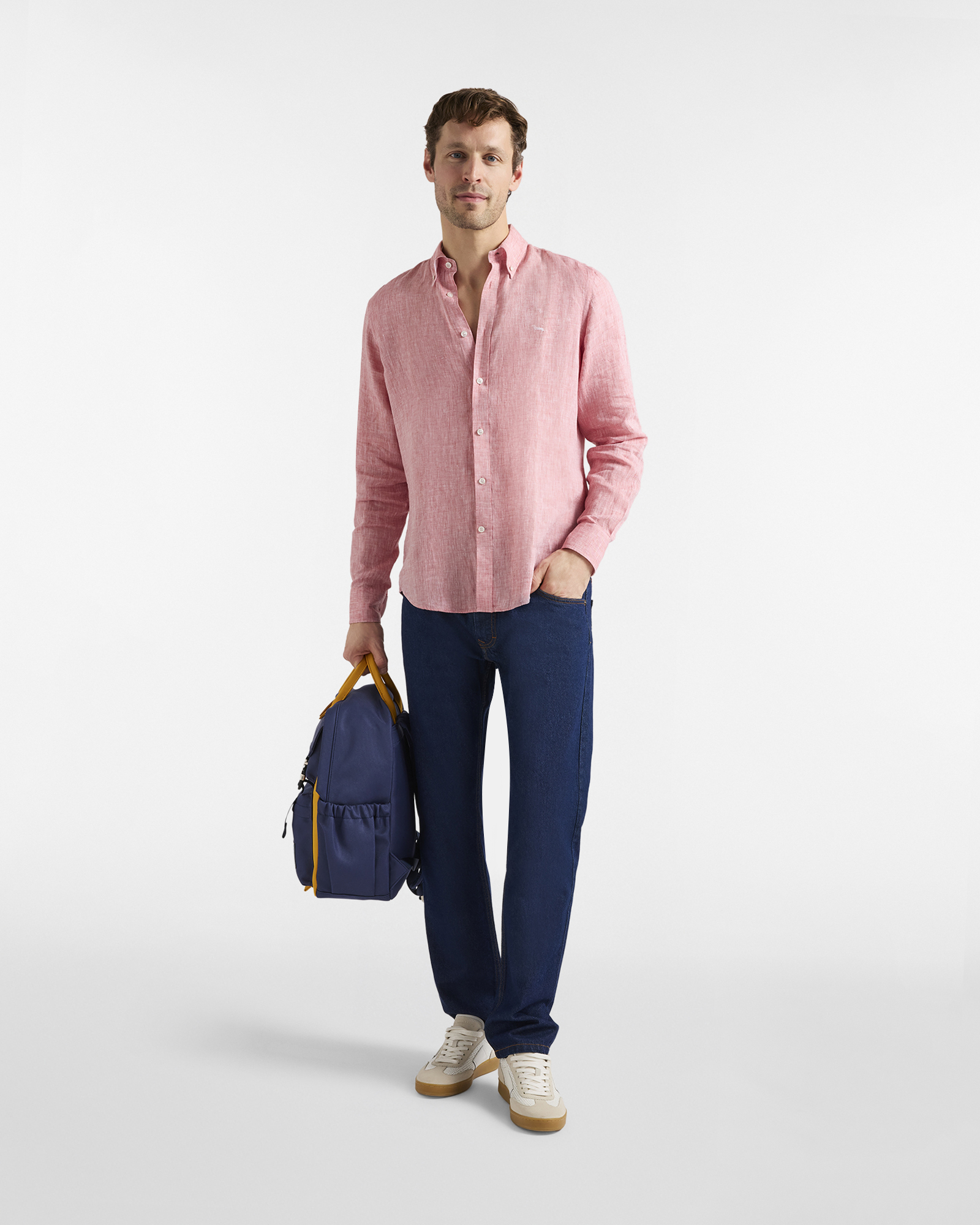 Regular-fit pure linen shirt, Brown/Red, large image number 3