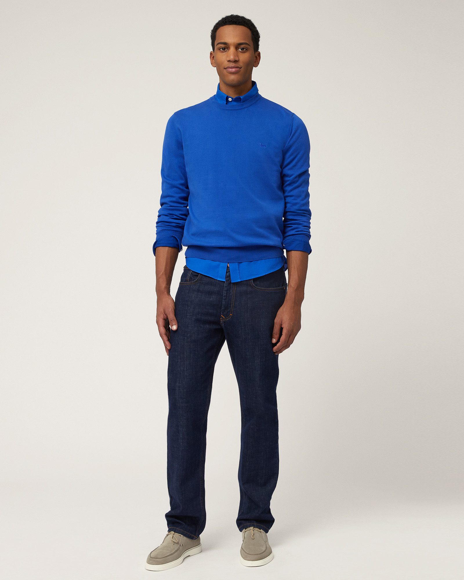 Cotton Crew Neck Pullover, Light Blue, large image number 3