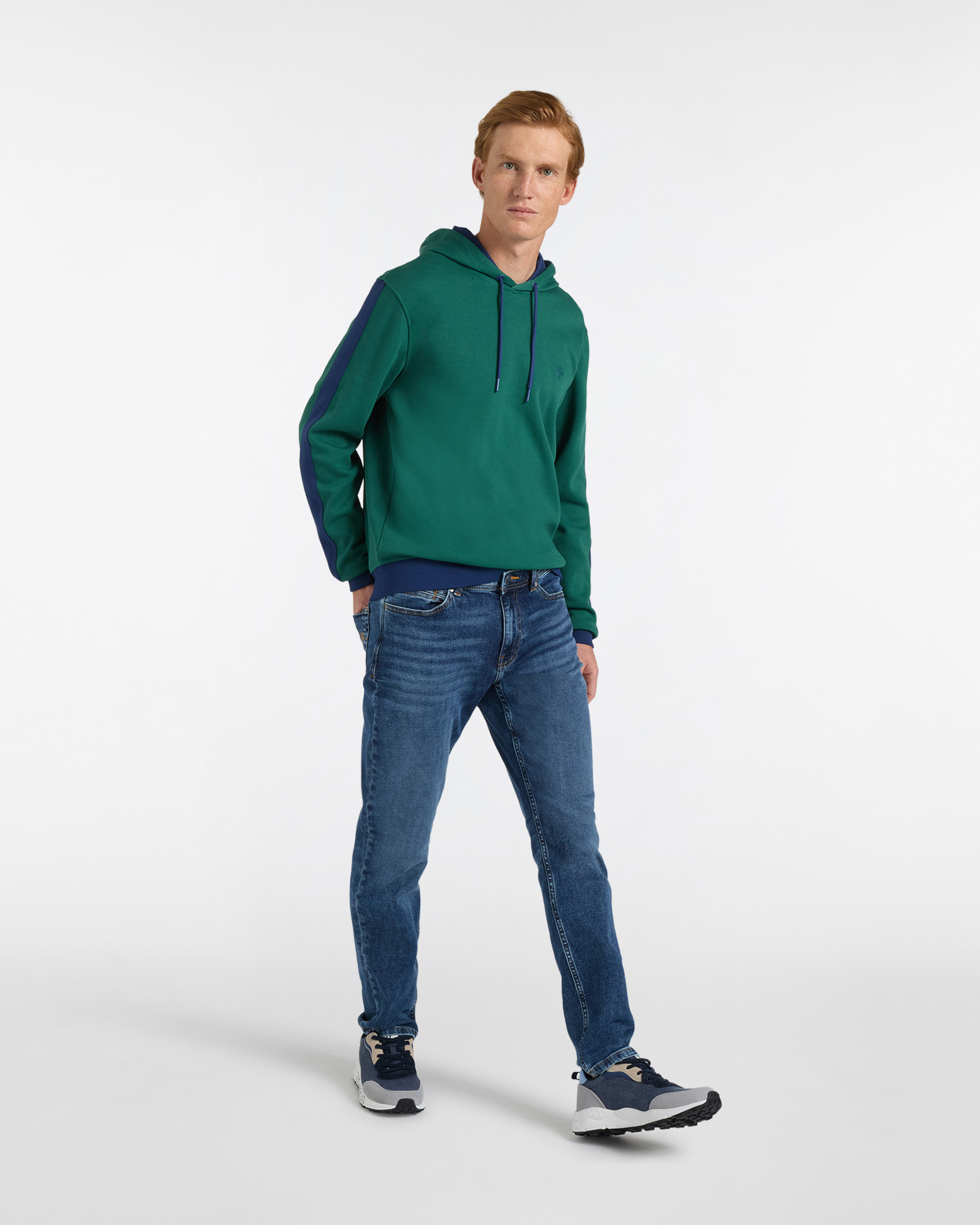 Felpa Uomo con Cappuccio in Piquet, Verde bottiglia, large image number 3