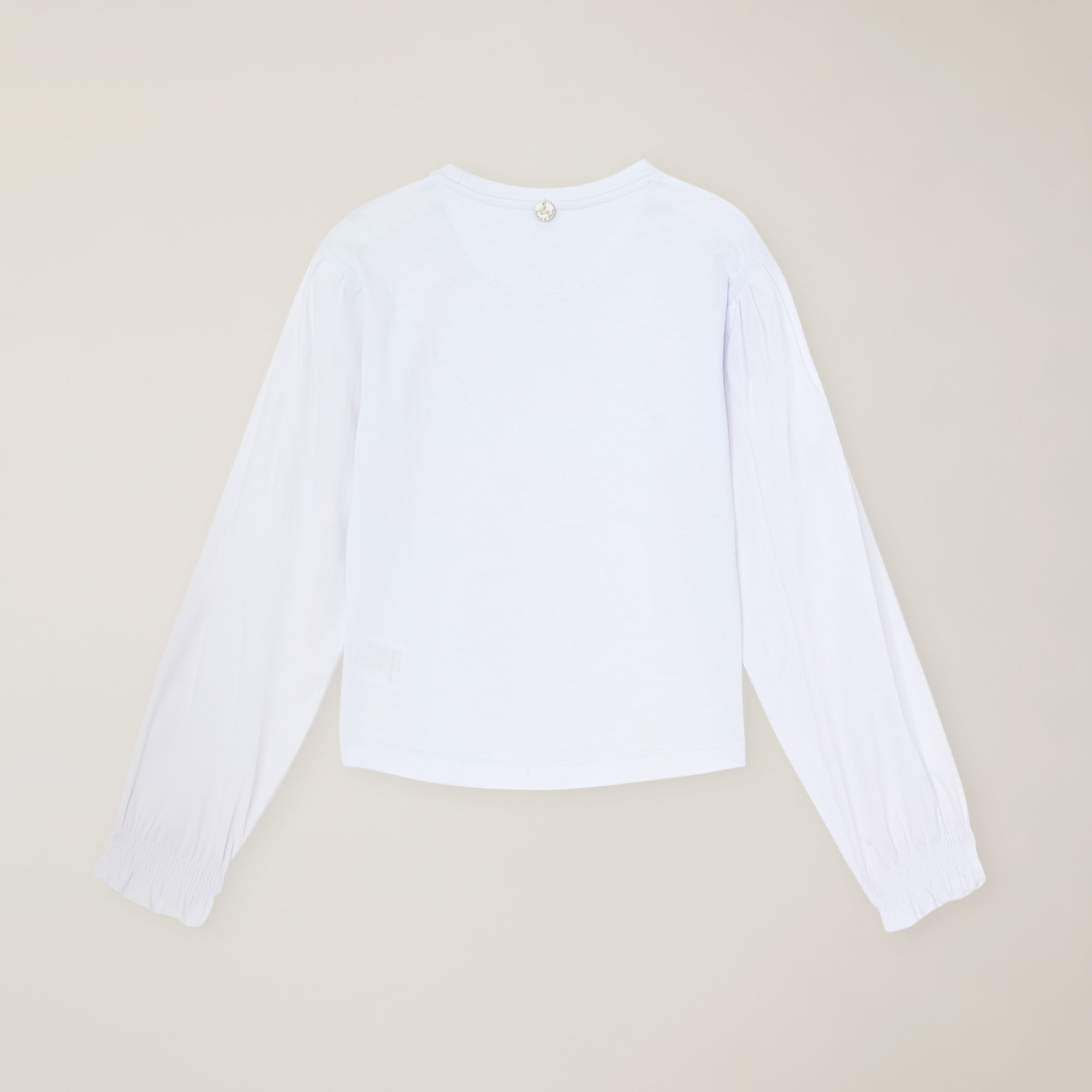 Jersey t-shirt with poplin sleeves, White, large image number 1