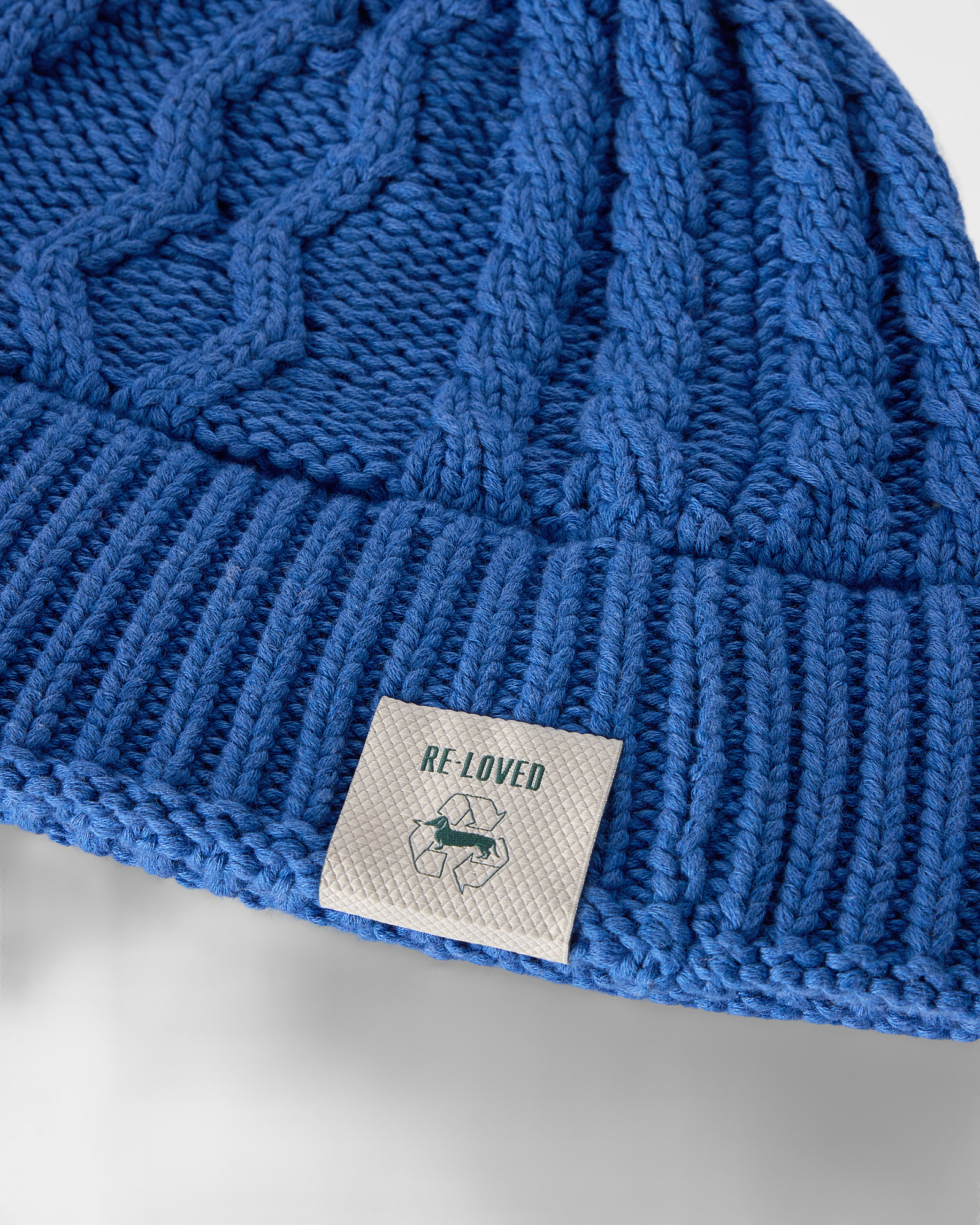 Men&rsquo;s Aran Cable-Knit Beanie in Wool Blend &ndash; Re-Loved Capsule Collection &ndash; Made in Italy, BLUETTE, large