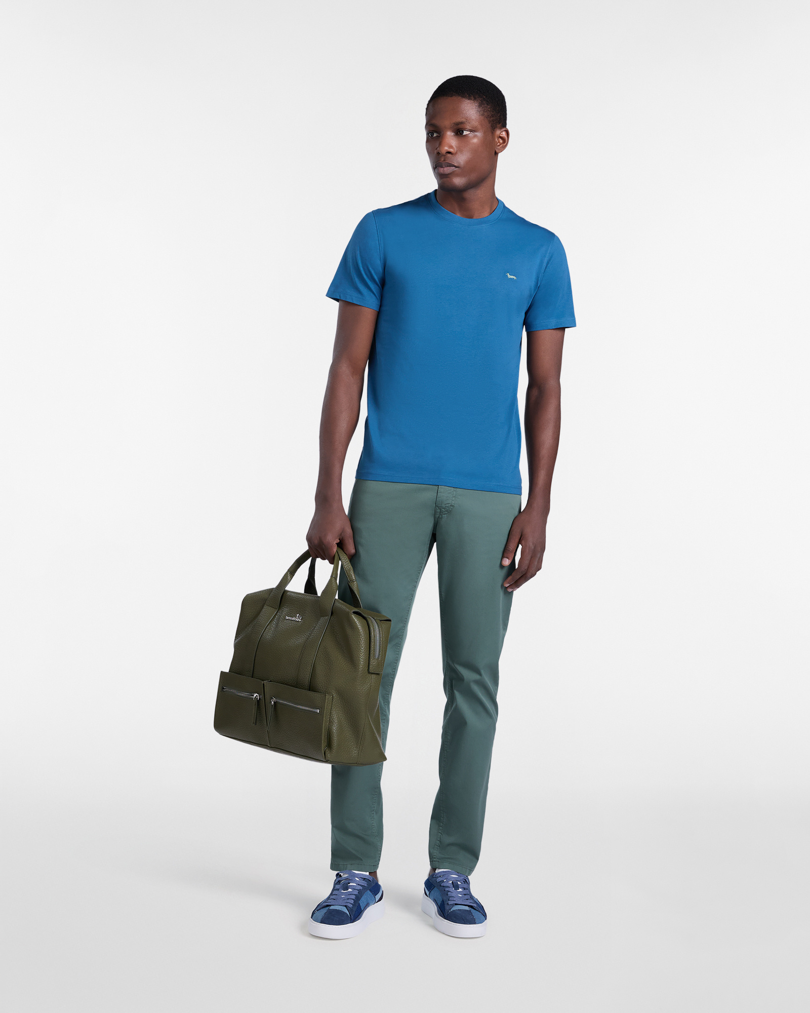 Camiseta ajustada de algod&oacute;n para hombre, Azul, large image number 3