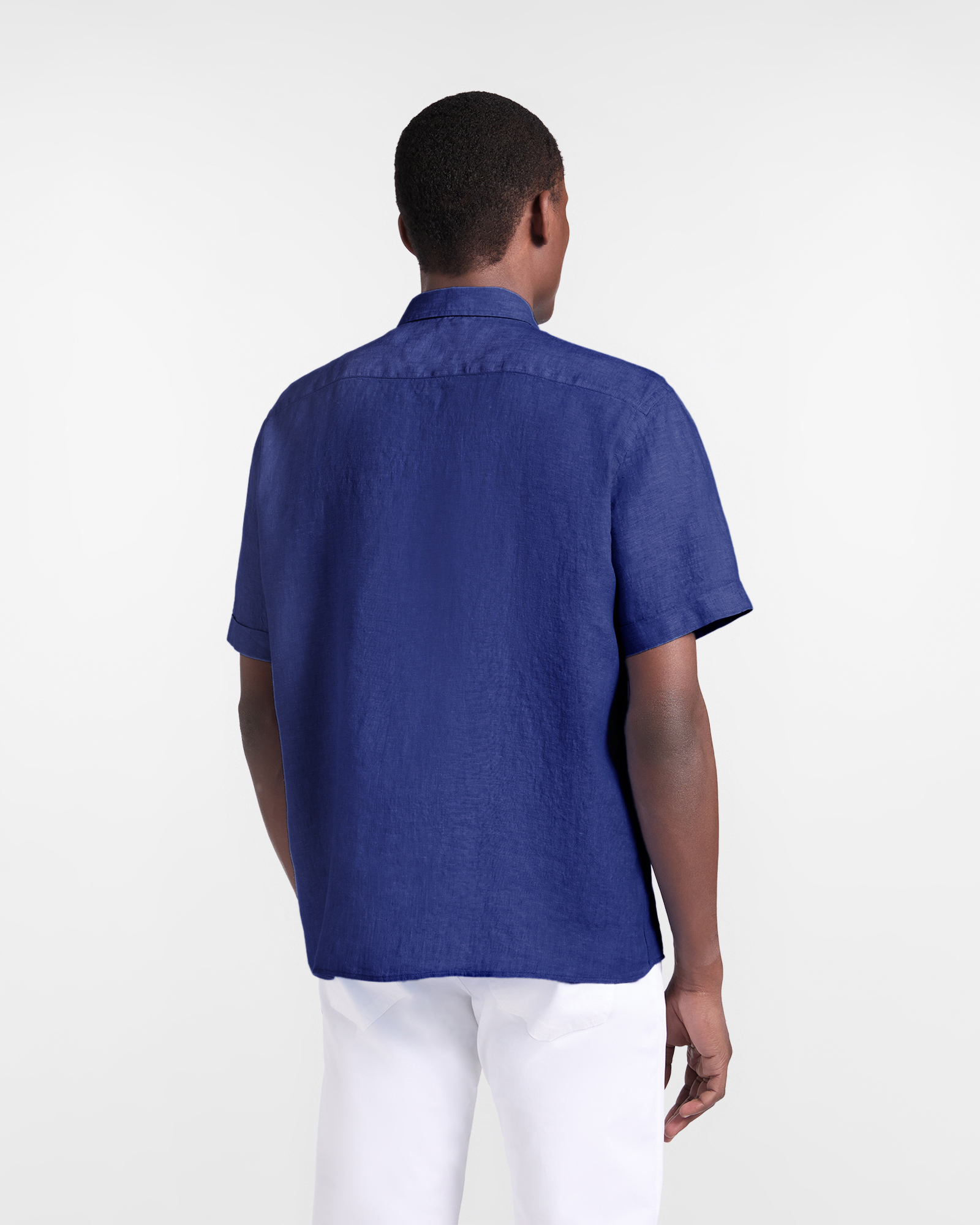 Camisa de lino puro de corte recto., Azul Oscuro, large image number 1