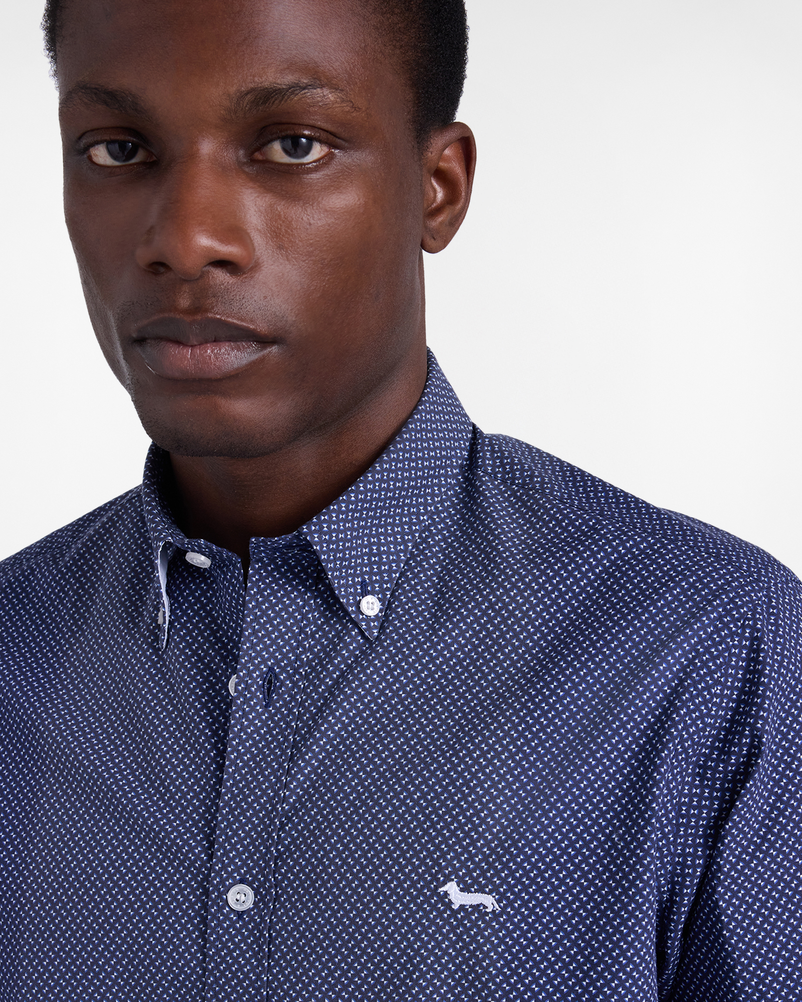 Regular-fit micro print shirt