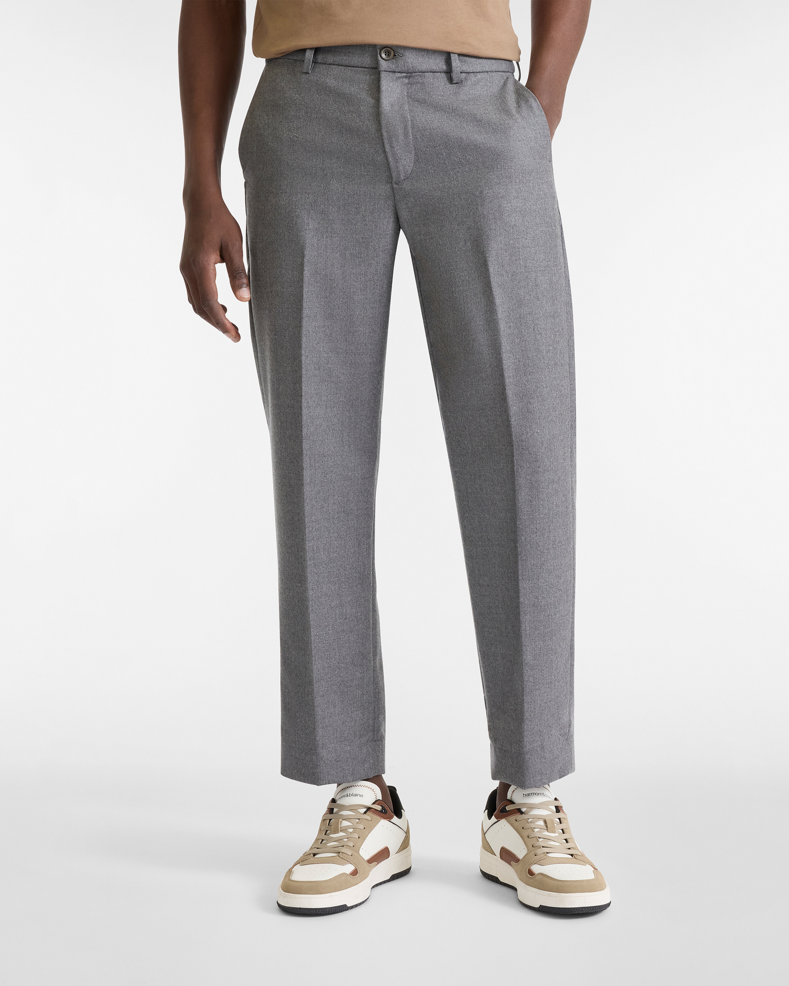 Pantalones Chinos de Ajuste Suelto en Lana Cápsula Artisanía a Colores, Gris, large