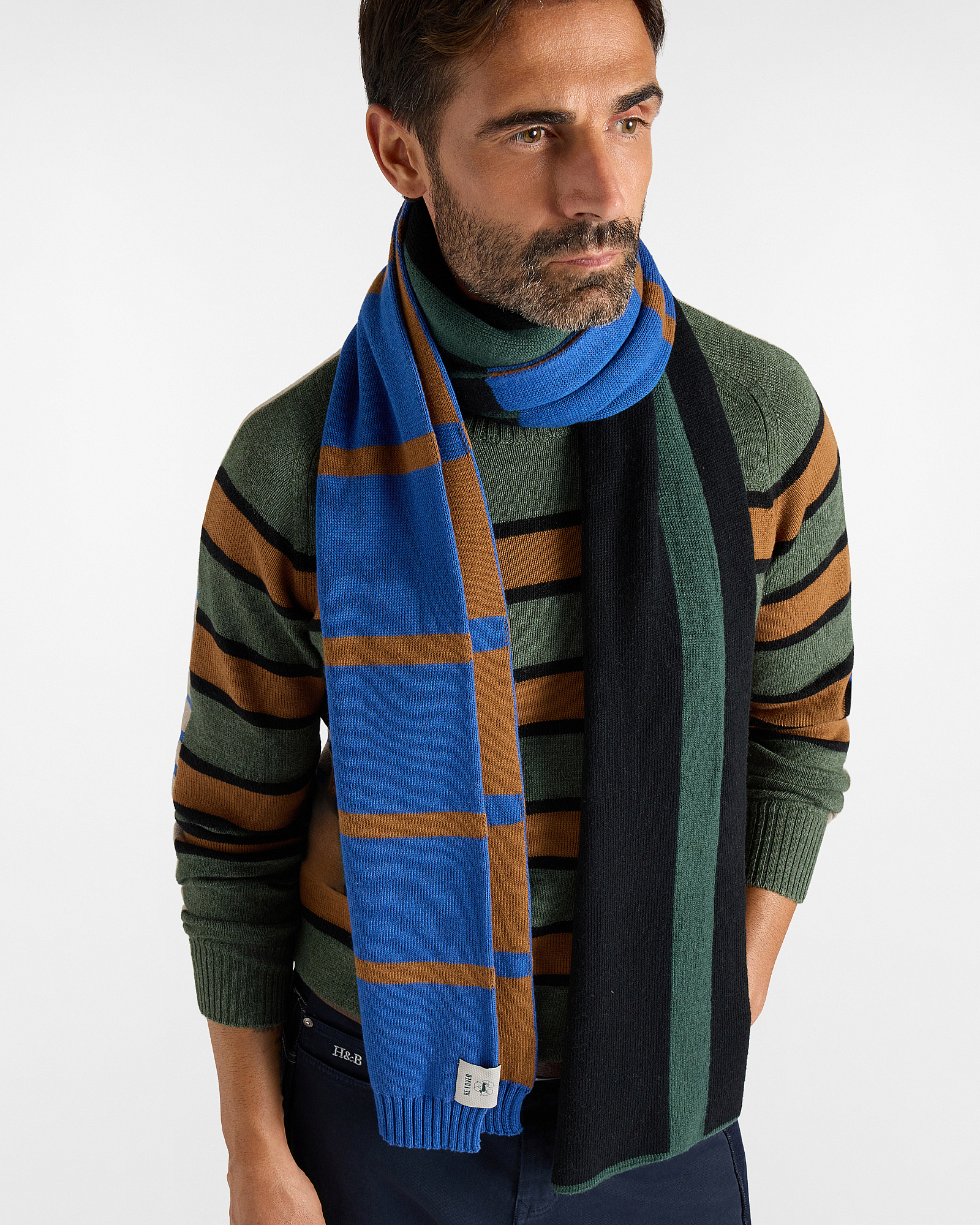Sciarpa Uomo Multiriga Capsule Re-Loved in Pura Lana Made in Italy