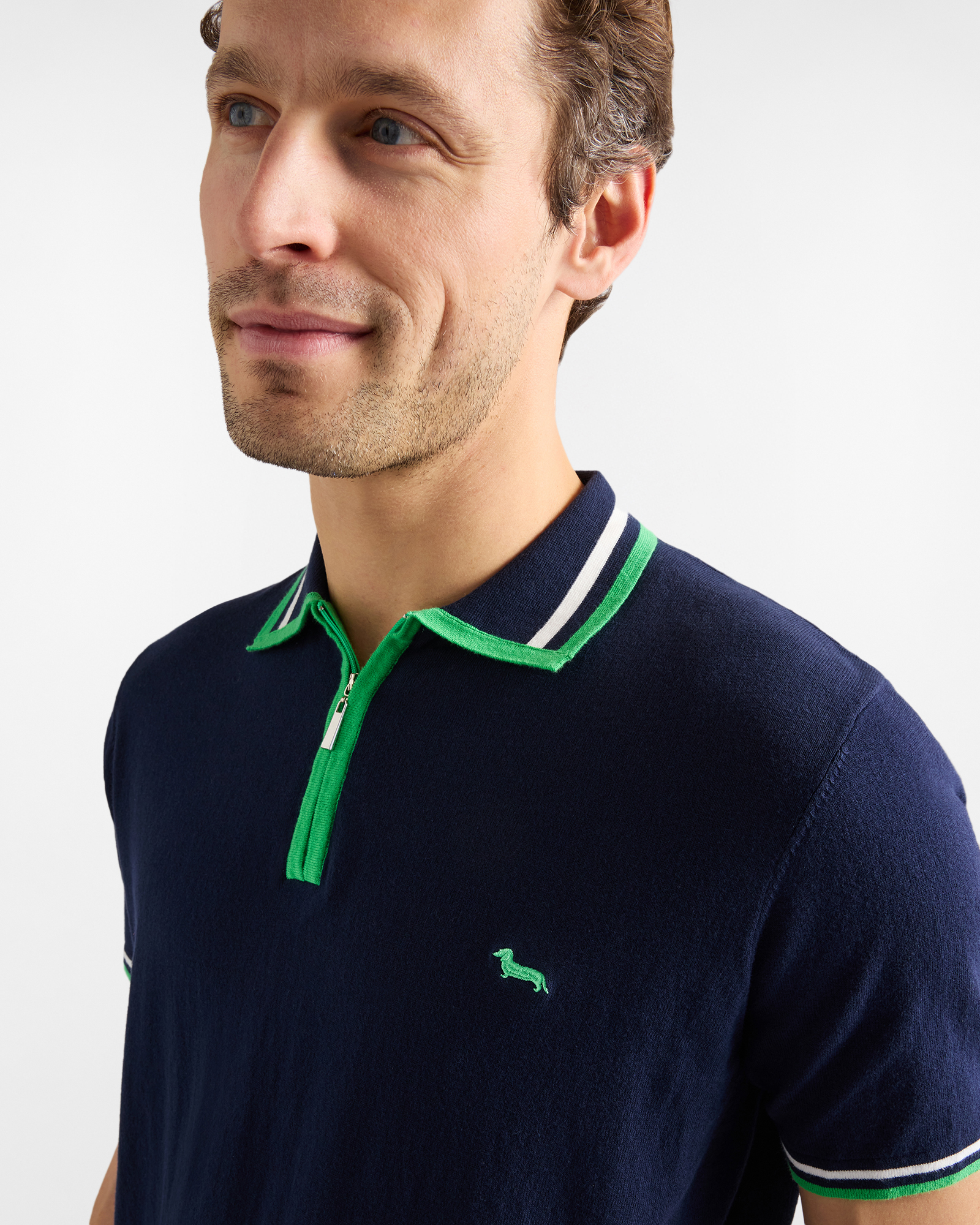 Knit polo shirt with zip, Blue, large image number 2