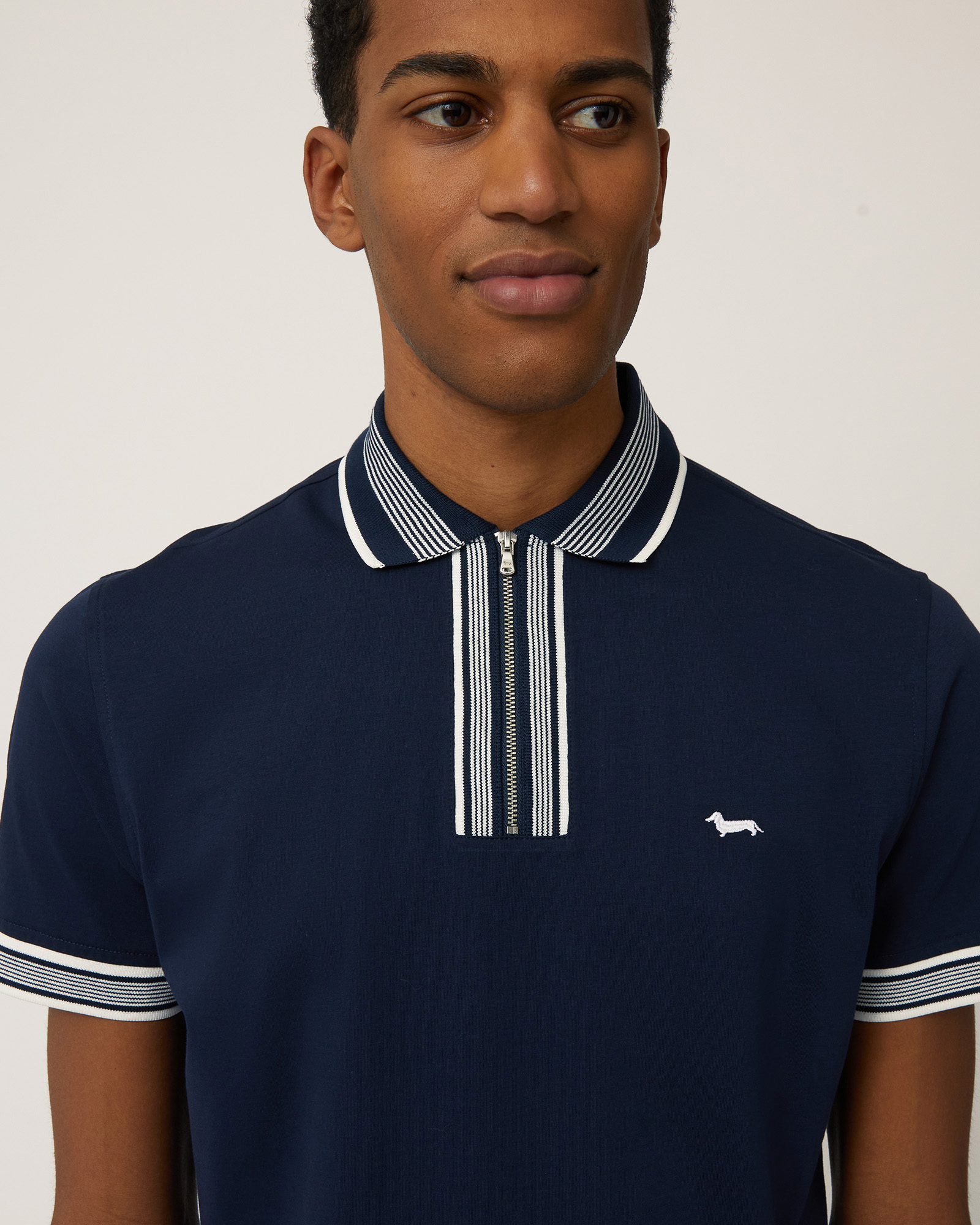 Poloshirt mit Reißverschluss aus Baumwolle, Marineblau, large image number 2