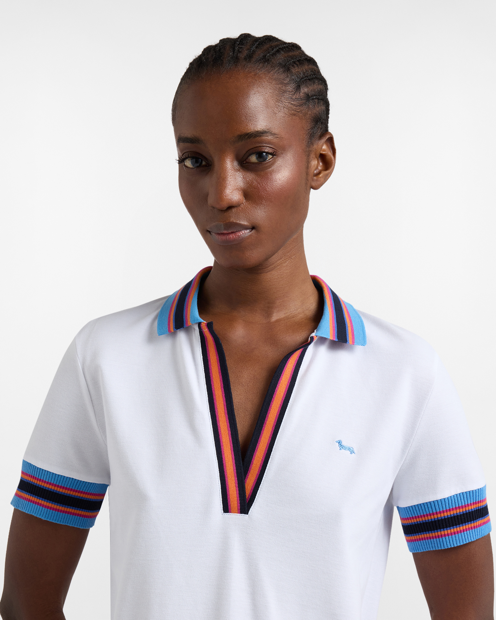V-neck polo shirt, White, large image number 2