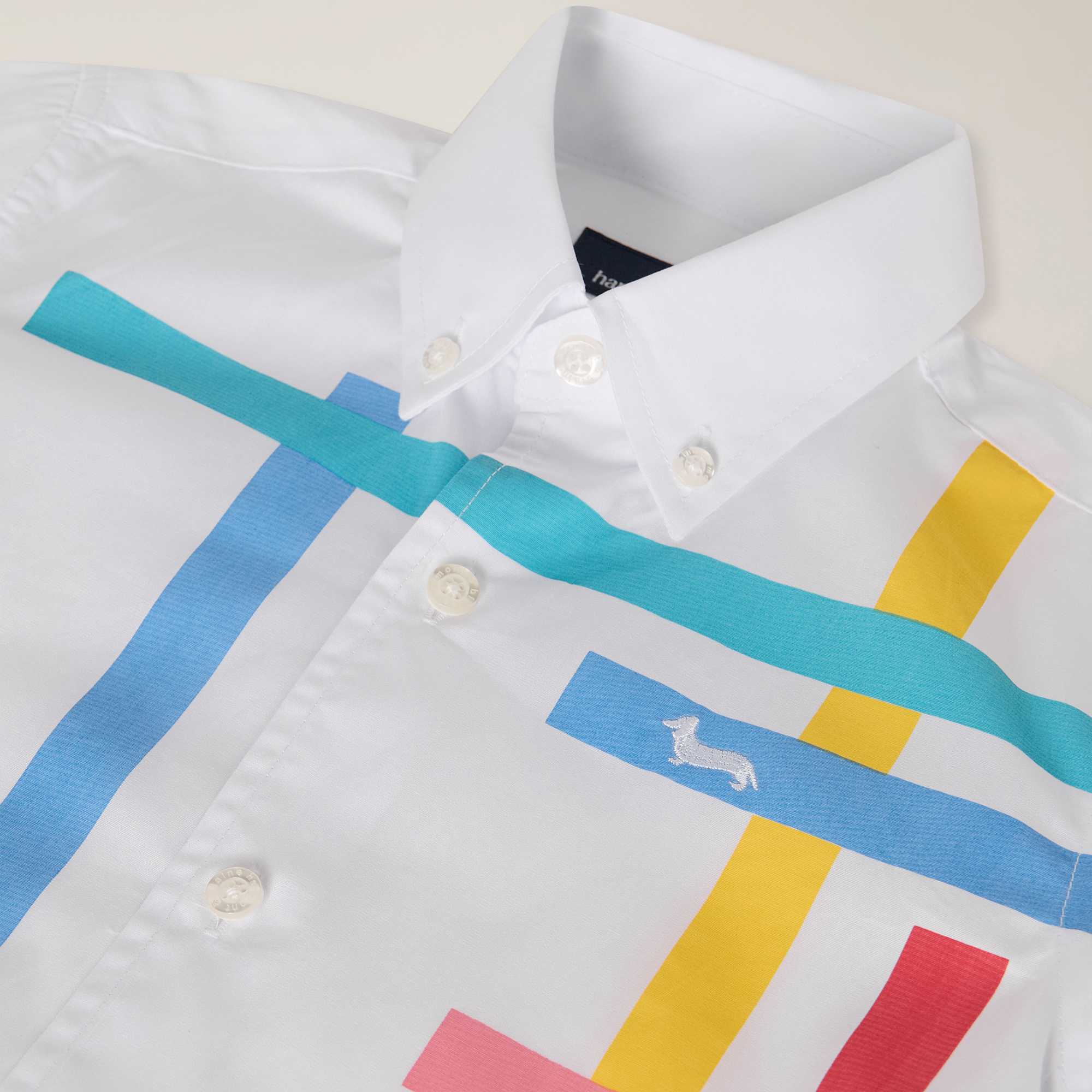 Cotton shirt with multicolor print , White, large image number 2