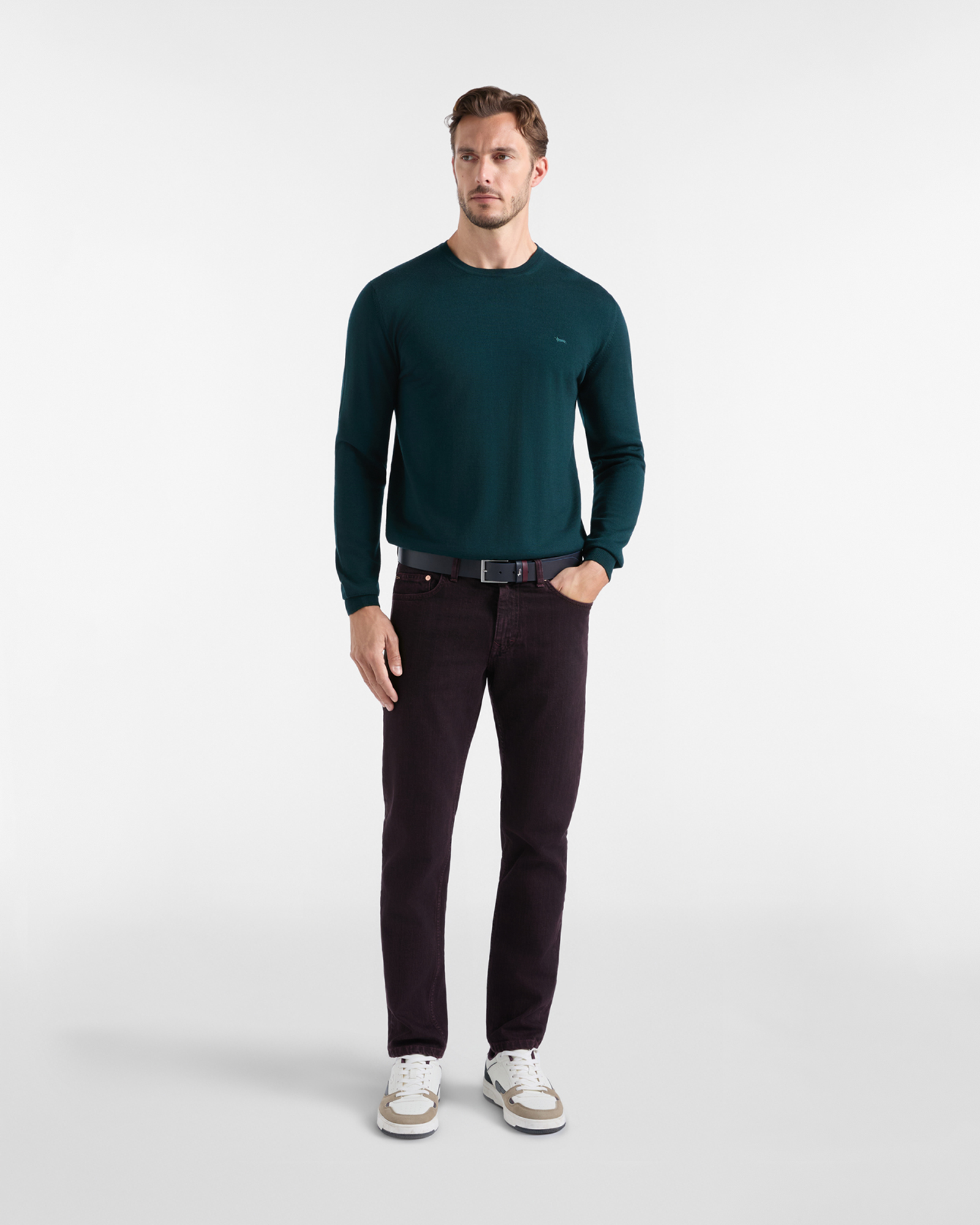 Men's Made in Italy sweater in  100% pure wool with regular fit, DARK GREEN, large image number 3