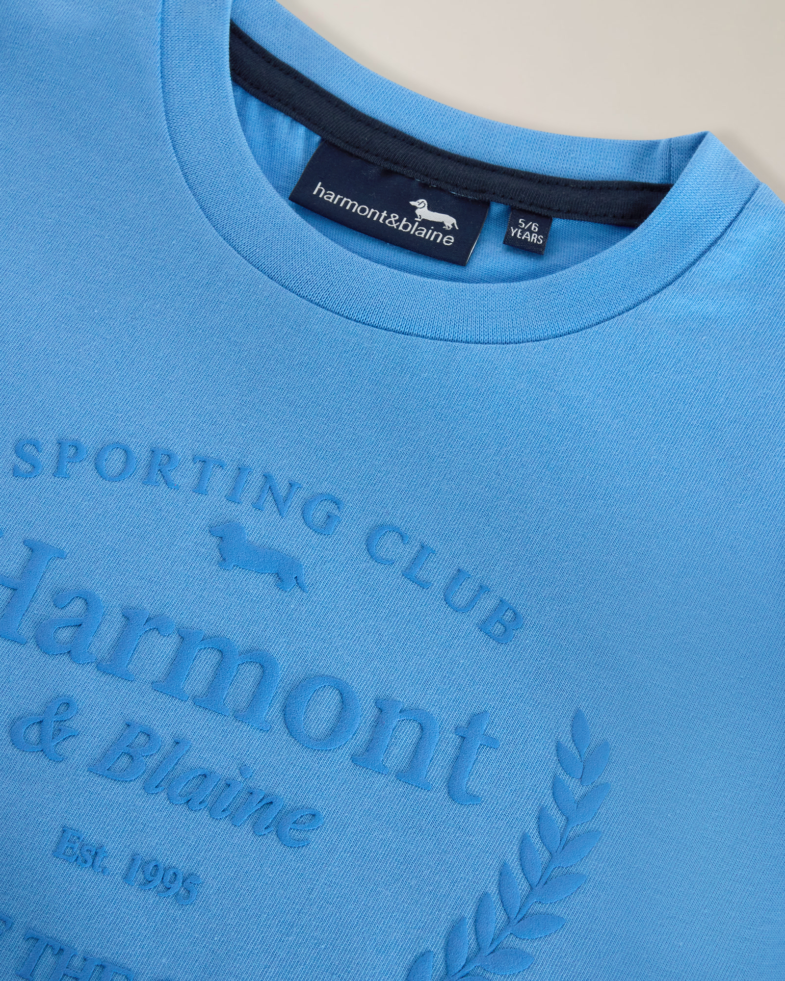 T-shirt jersey stampa logo tono su tono, Azzurro, large image number 2