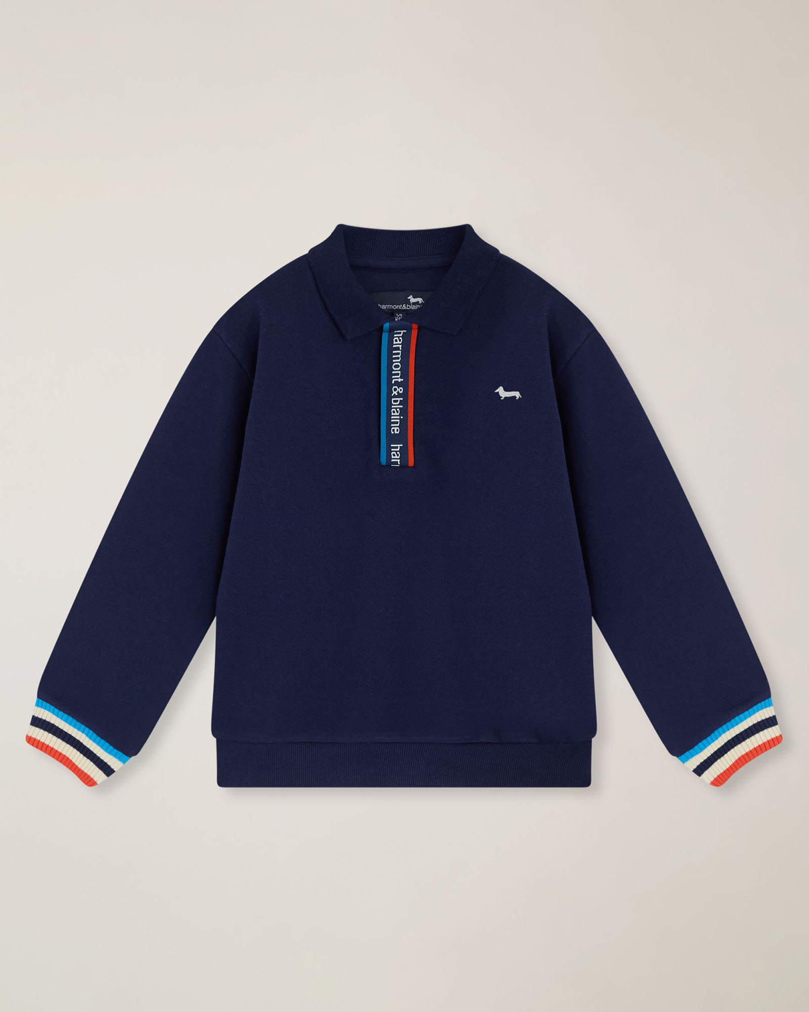 Fleece polo with logo tape