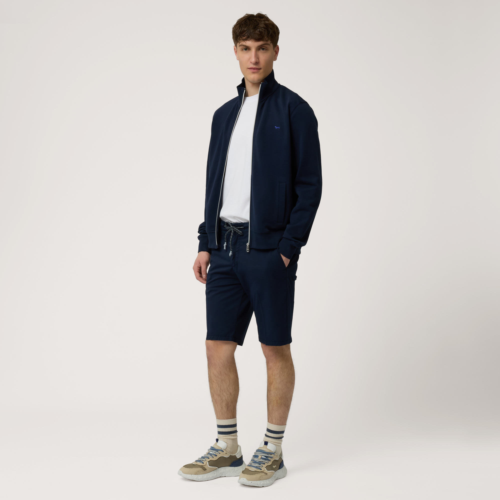 Felpa Con Zip In Cotone, Blu Navy, large image number 3