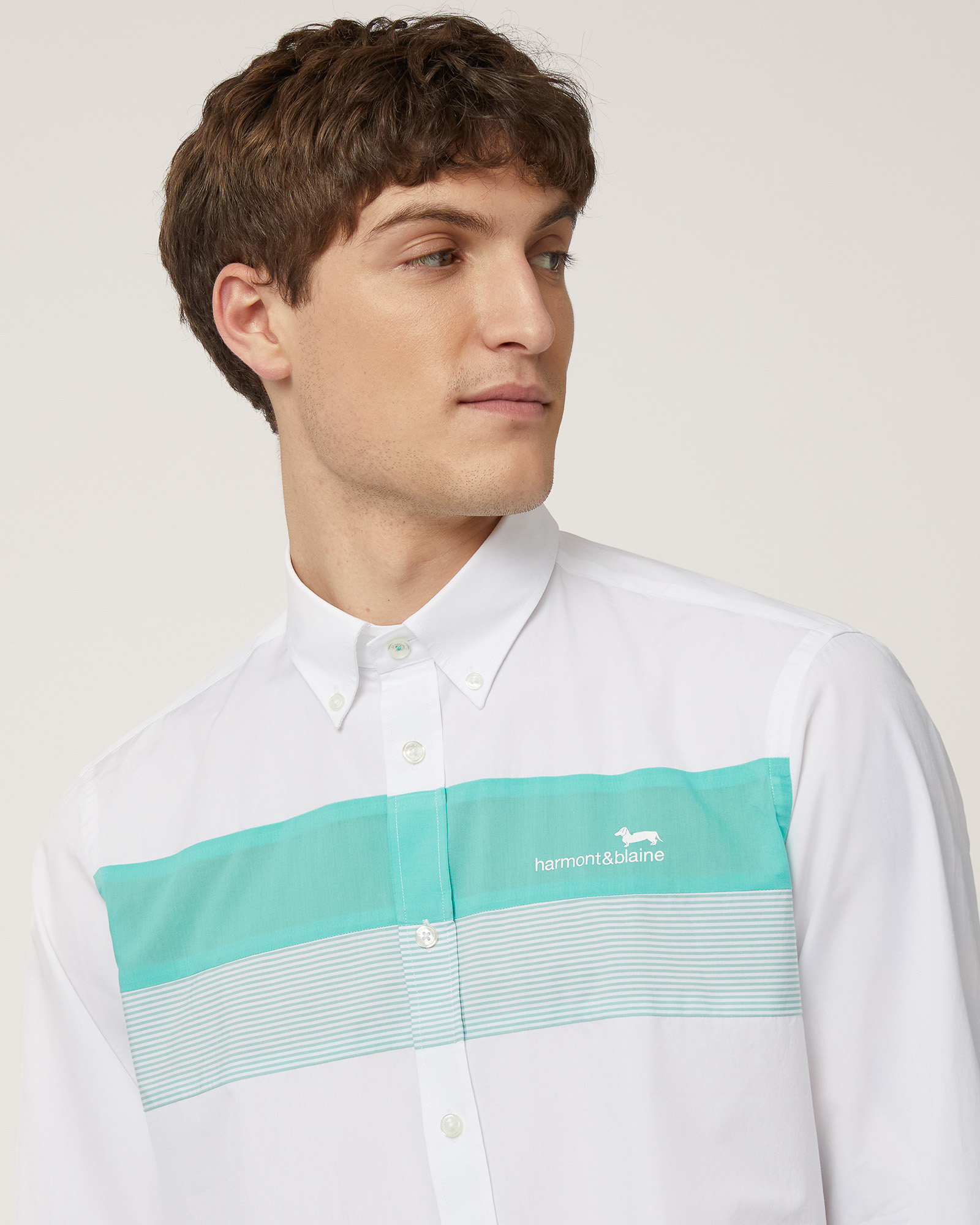 Camicia Con Fasce A Contrasto, , large image number 2
