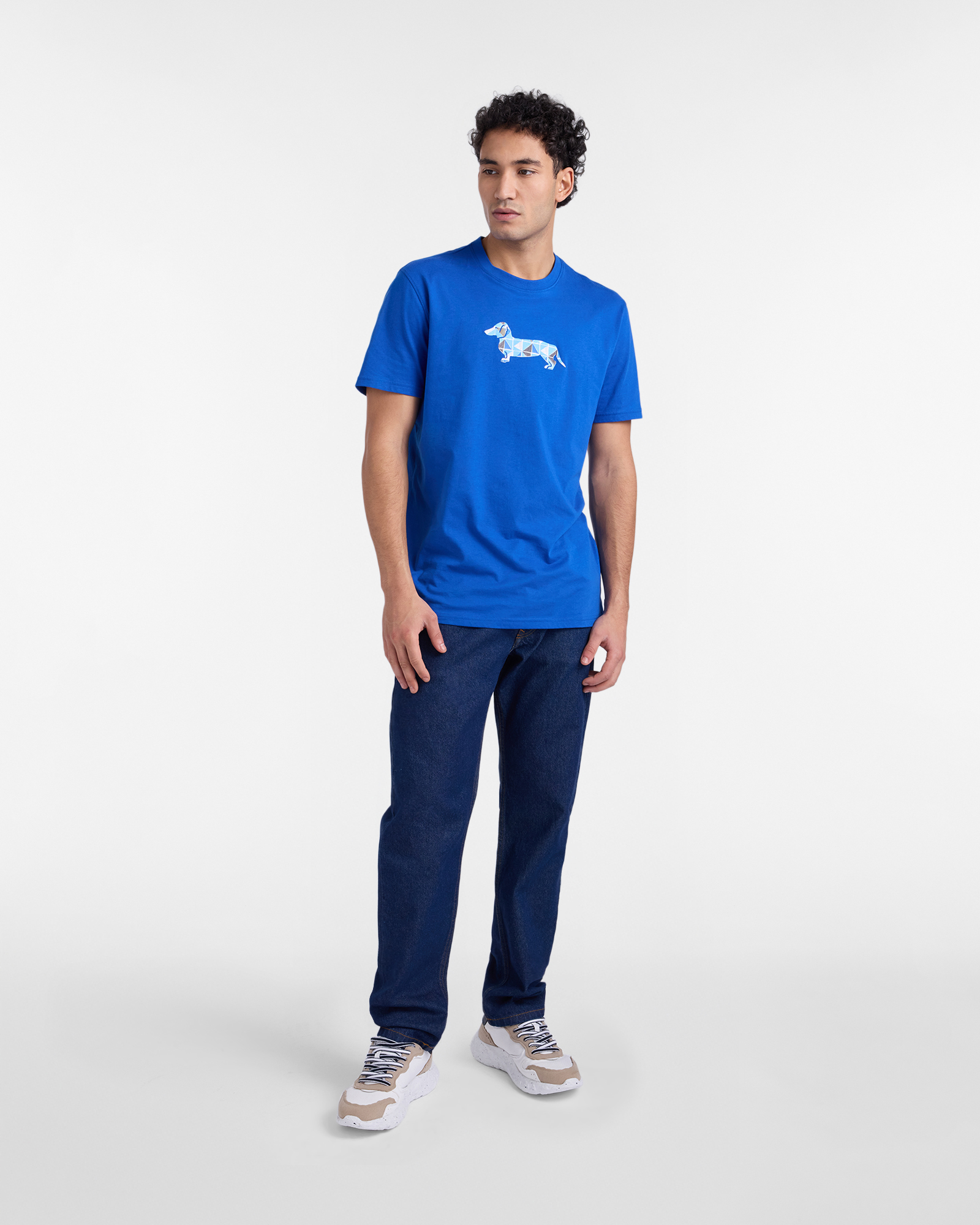 T-Shirt Uomo con Stampa Bassotto 3D, Blu, large image number 3