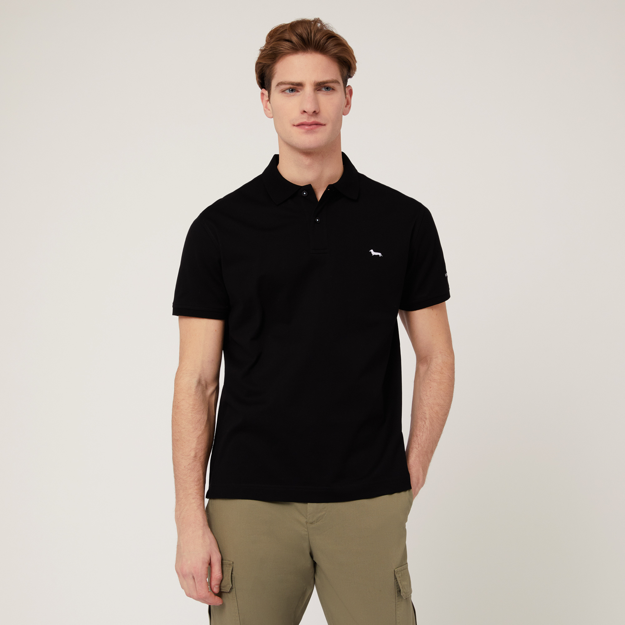 Polo with Lettering and Logo, Black, large