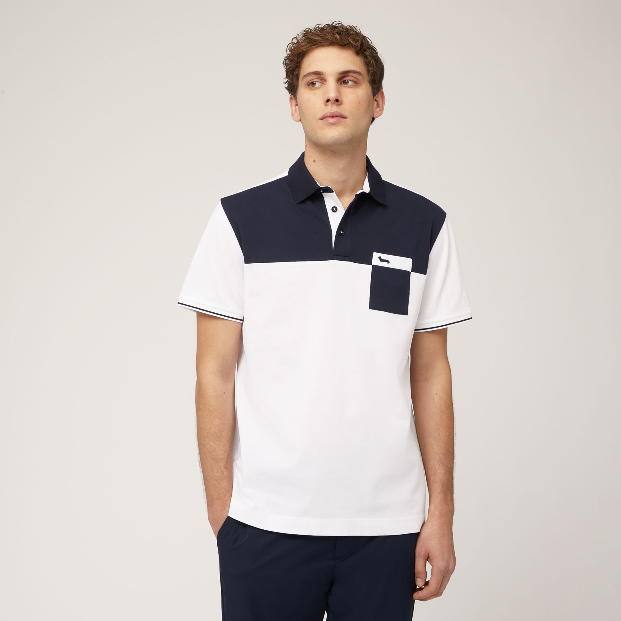 Polo Color Block In Cotone, Blu Navy, large image number 0