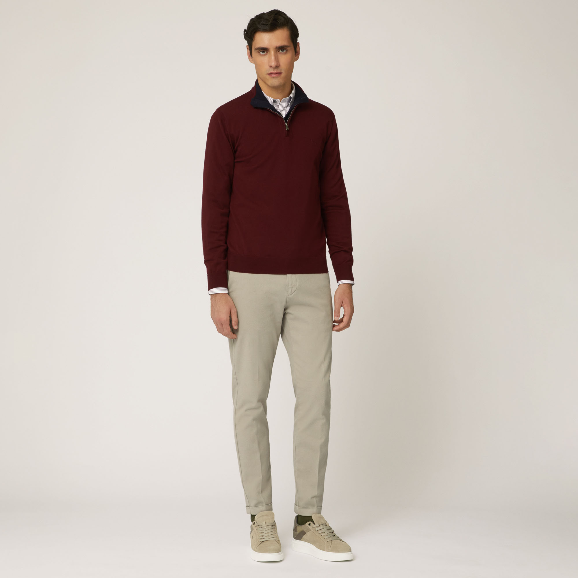 Pantalone In Cotone Stretch, Beige, large image number 3