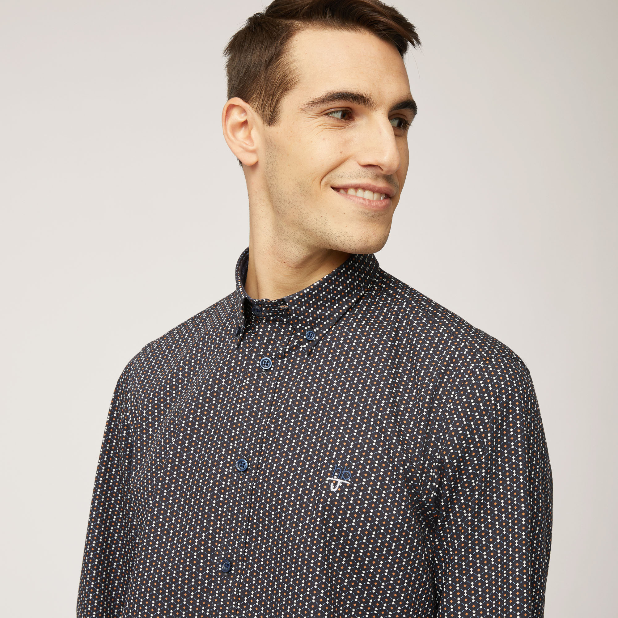 Camicia In Cotone Con Motivo  All-Over, Light Blue, large image number 2