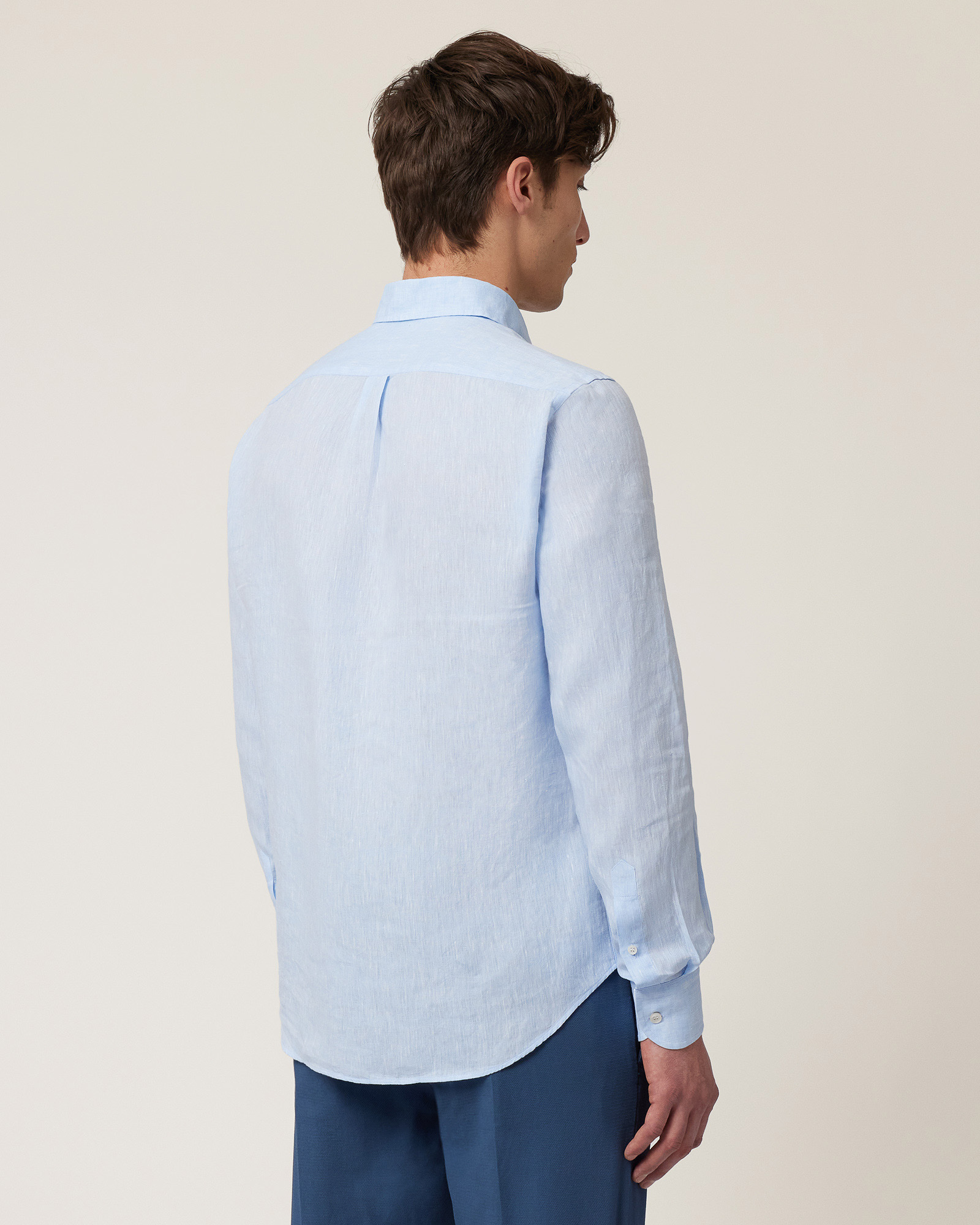 Linen Shirt with Dachshund, Sky Blue, large image number 1