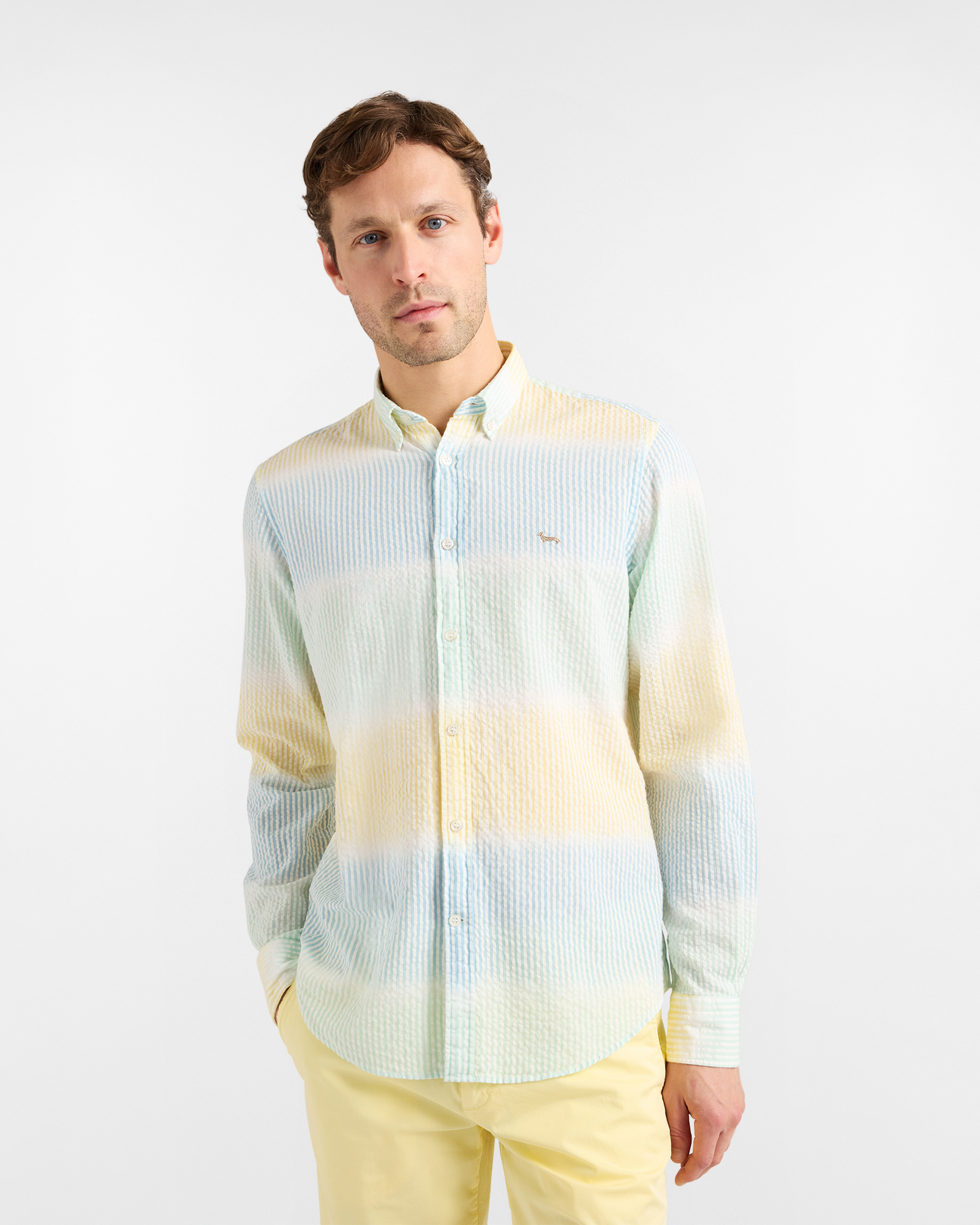 Harmont&Blaine - Camicia Uomo con Righe Sfumate, Uomo, Giallo, Taglia: S