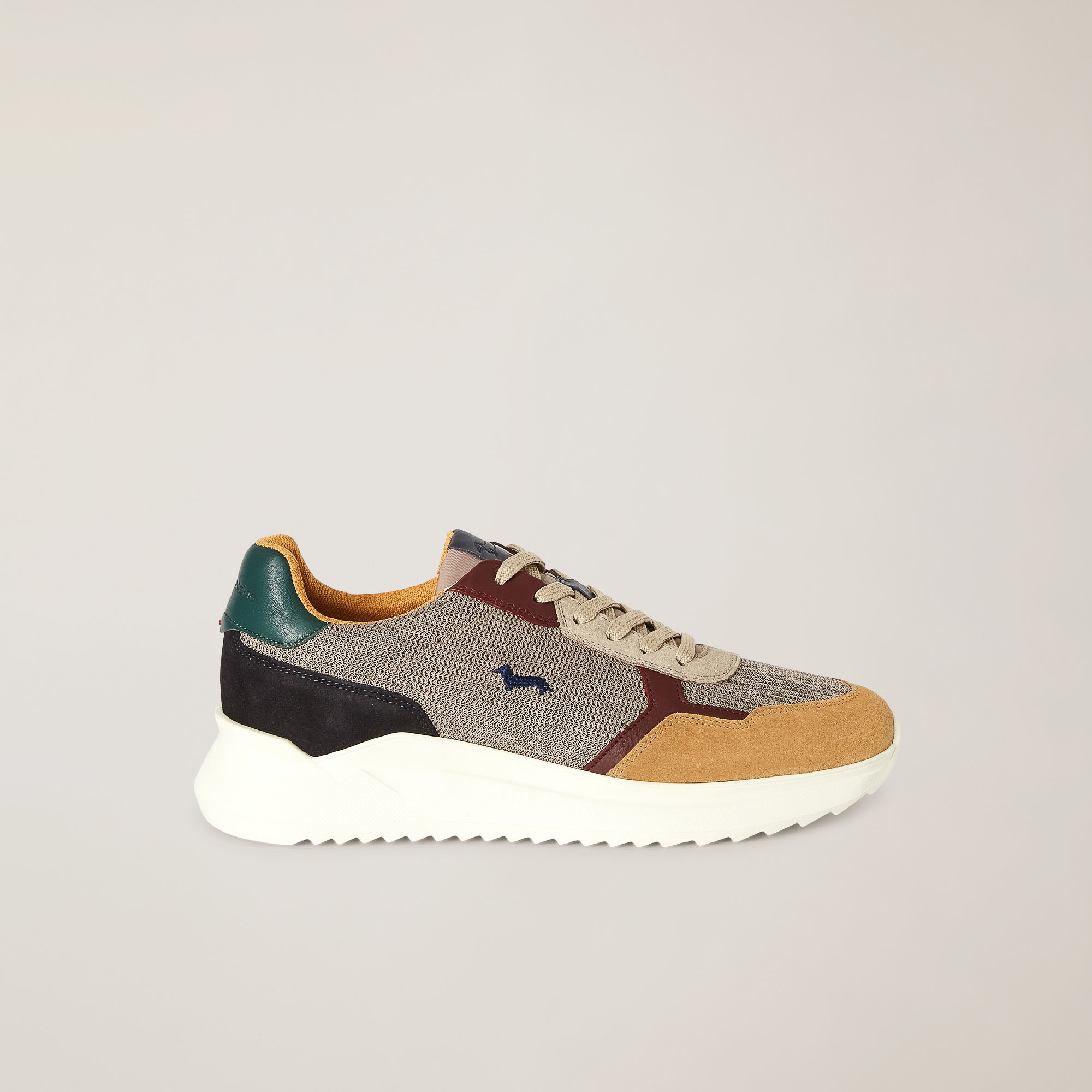 Leather And Fabric Sneakers With Contrasting Inserts, Multicolor, large image number 0