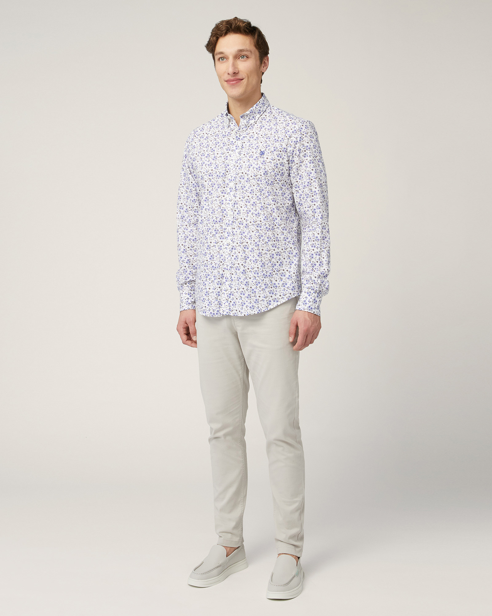 Cotton Floral Shirt, Electric Blue, large image number 3