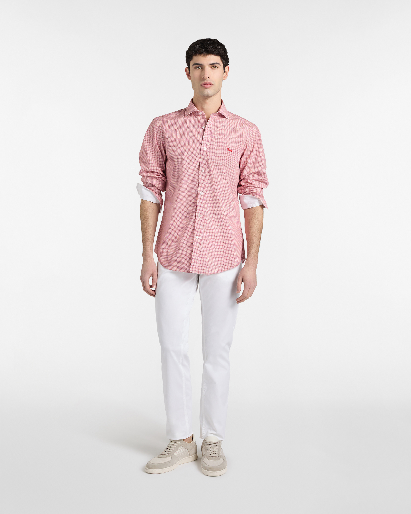 Camicia micro stampa narrow fit, Rosso , large image number 3