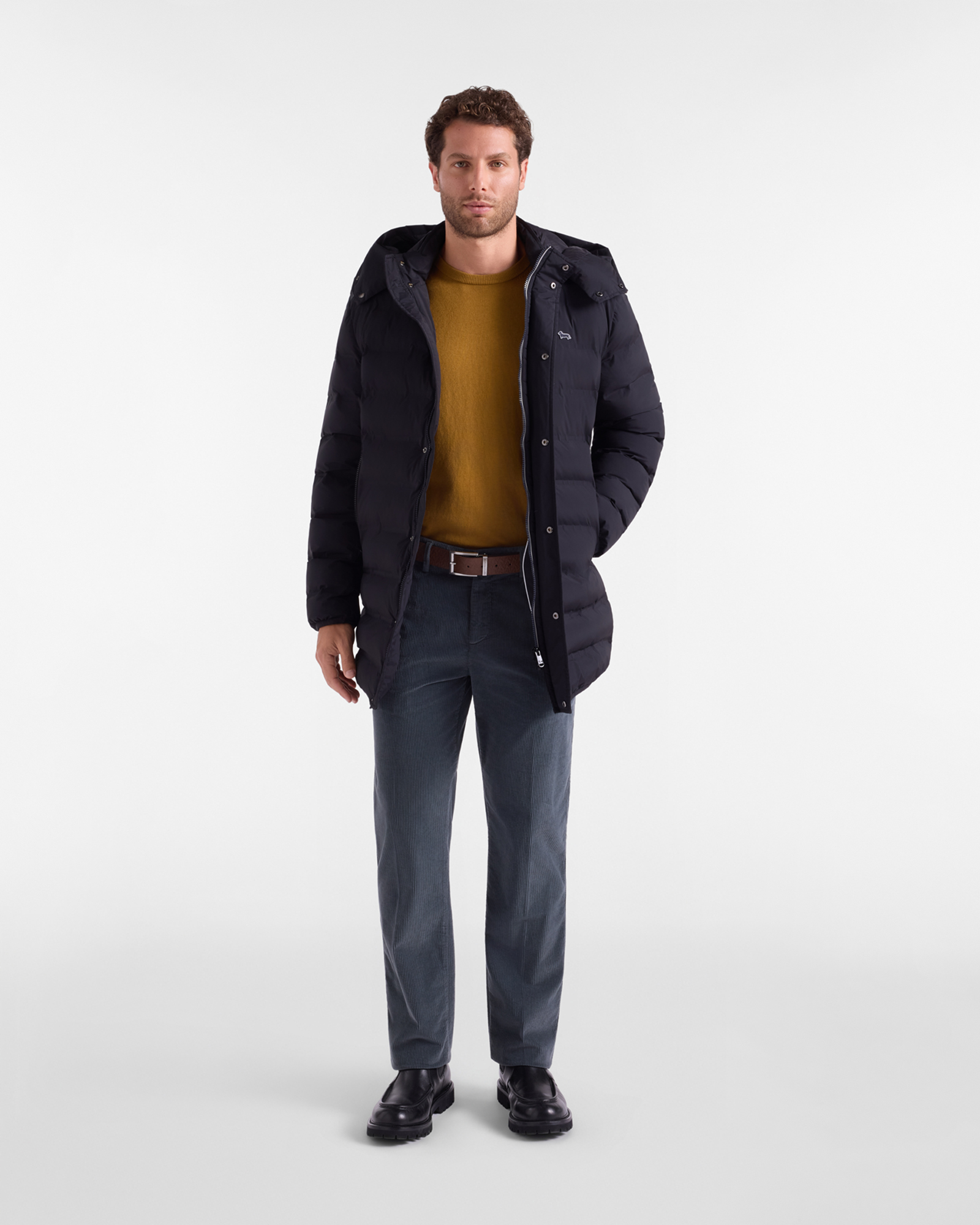 Men's regular fit sweater in a  wool and cotton blend, DARK BROWN, large image number 3