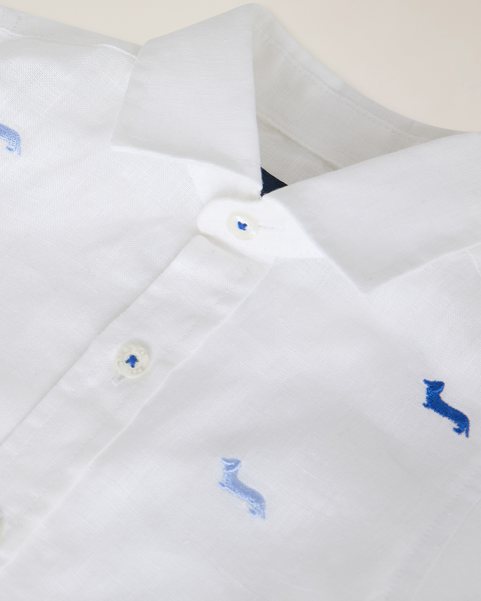 Camicia in lino con bassotti, Bianco, large image number 2