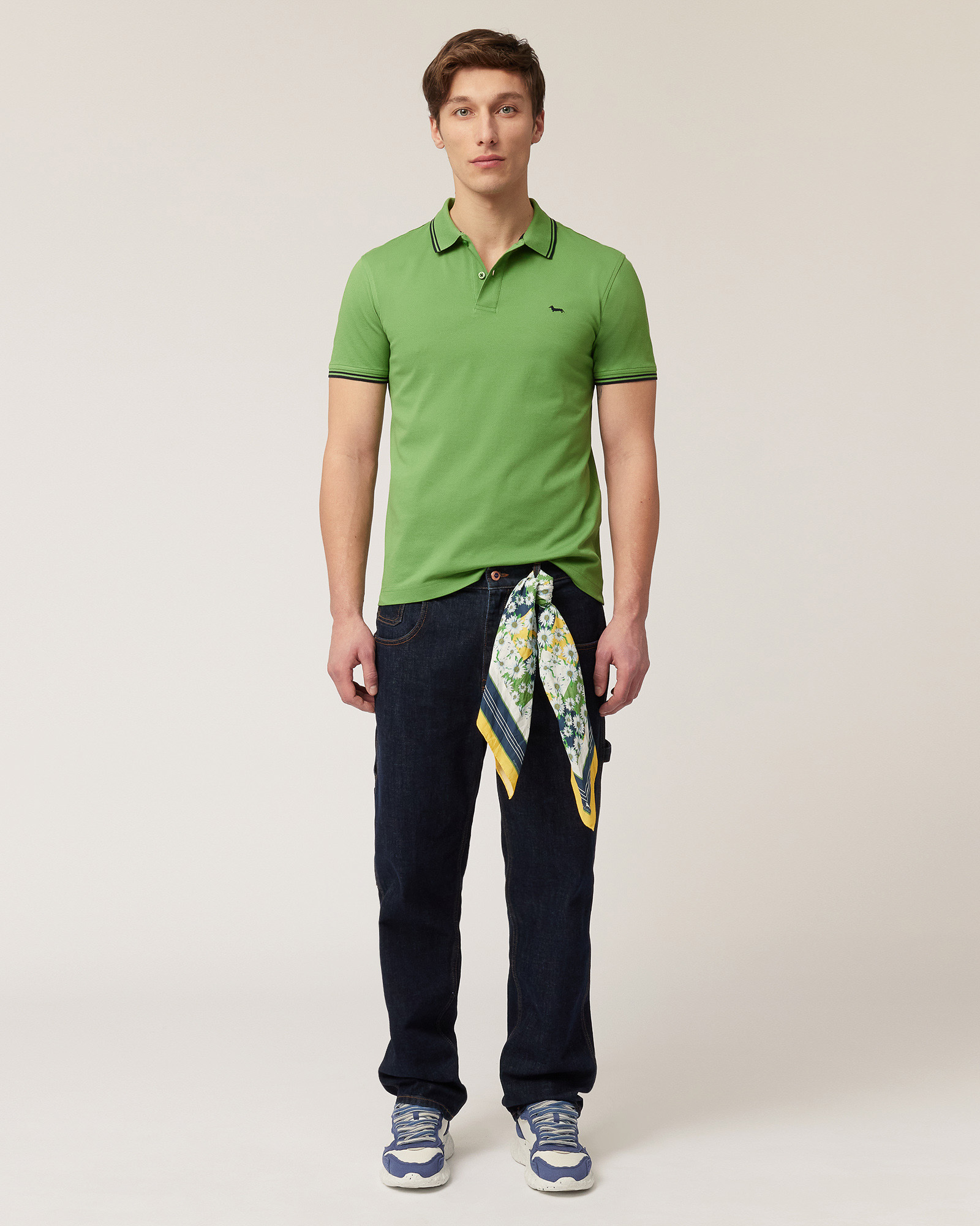Poloshirt mit Streifendetails, Wiesen grün, large image number 3
