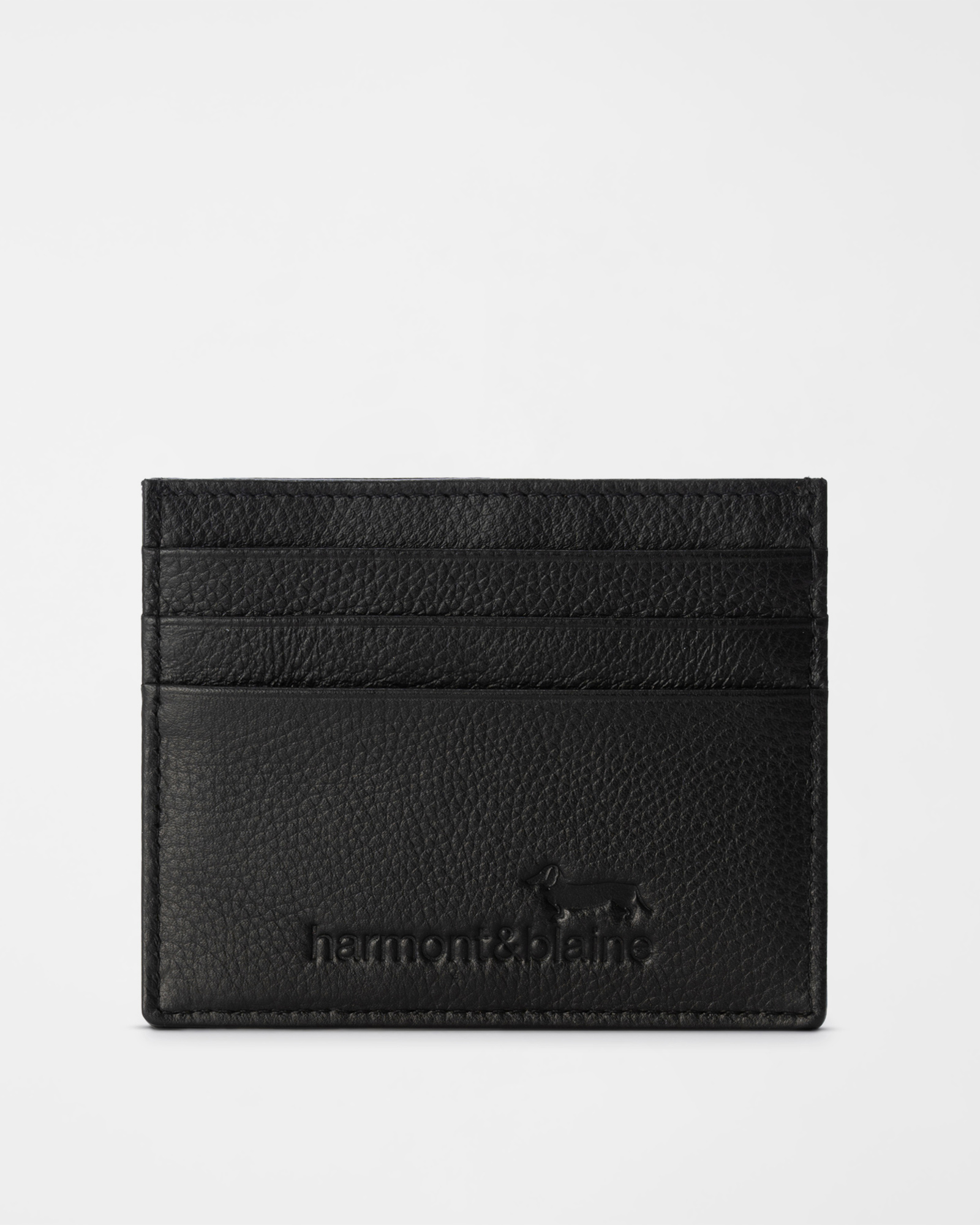 Men&rsquo;s Genuine Leather Card Holder with All-Over Black Dachshund Design
