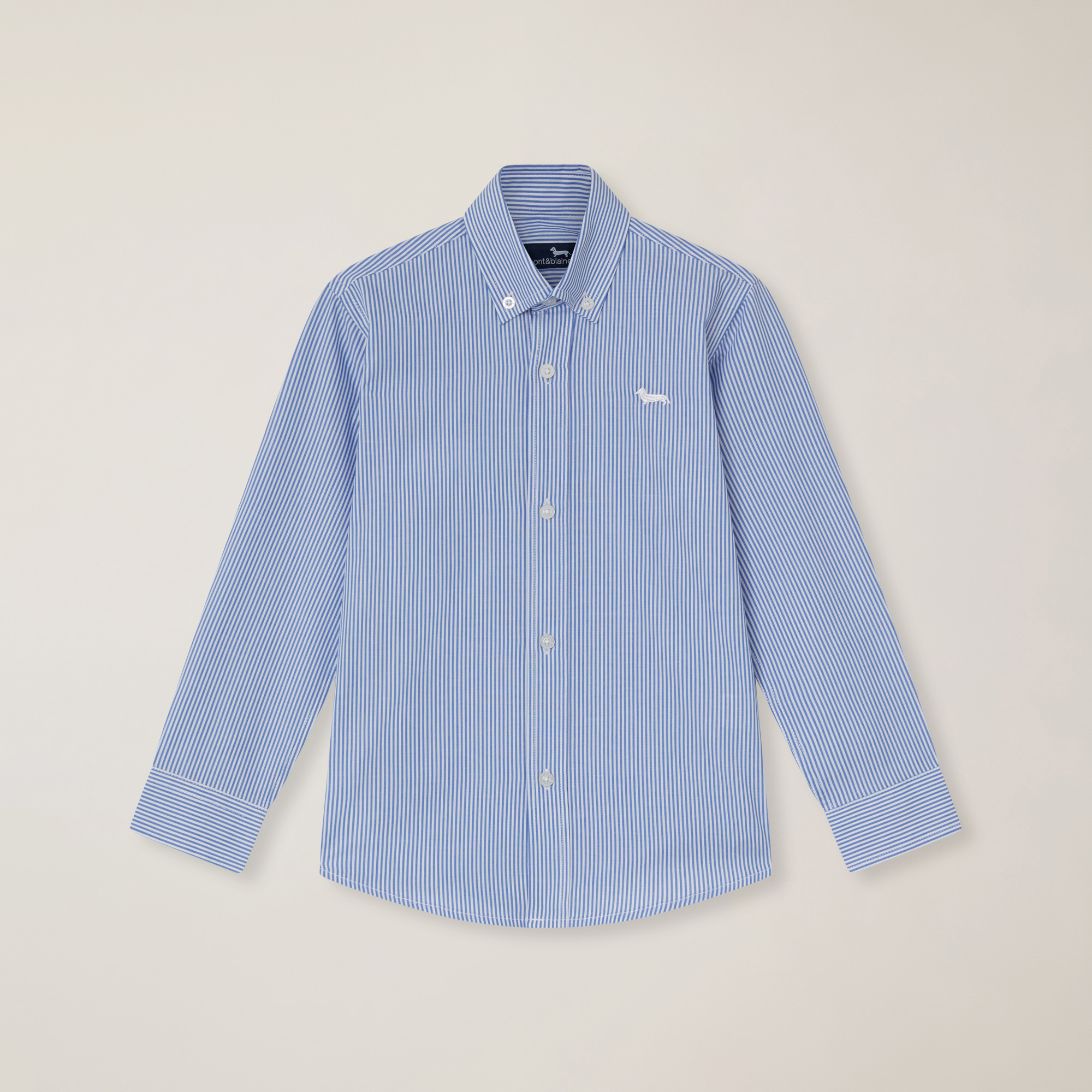 Striped shirt with logo embroidery, Light Blue, large image number 0