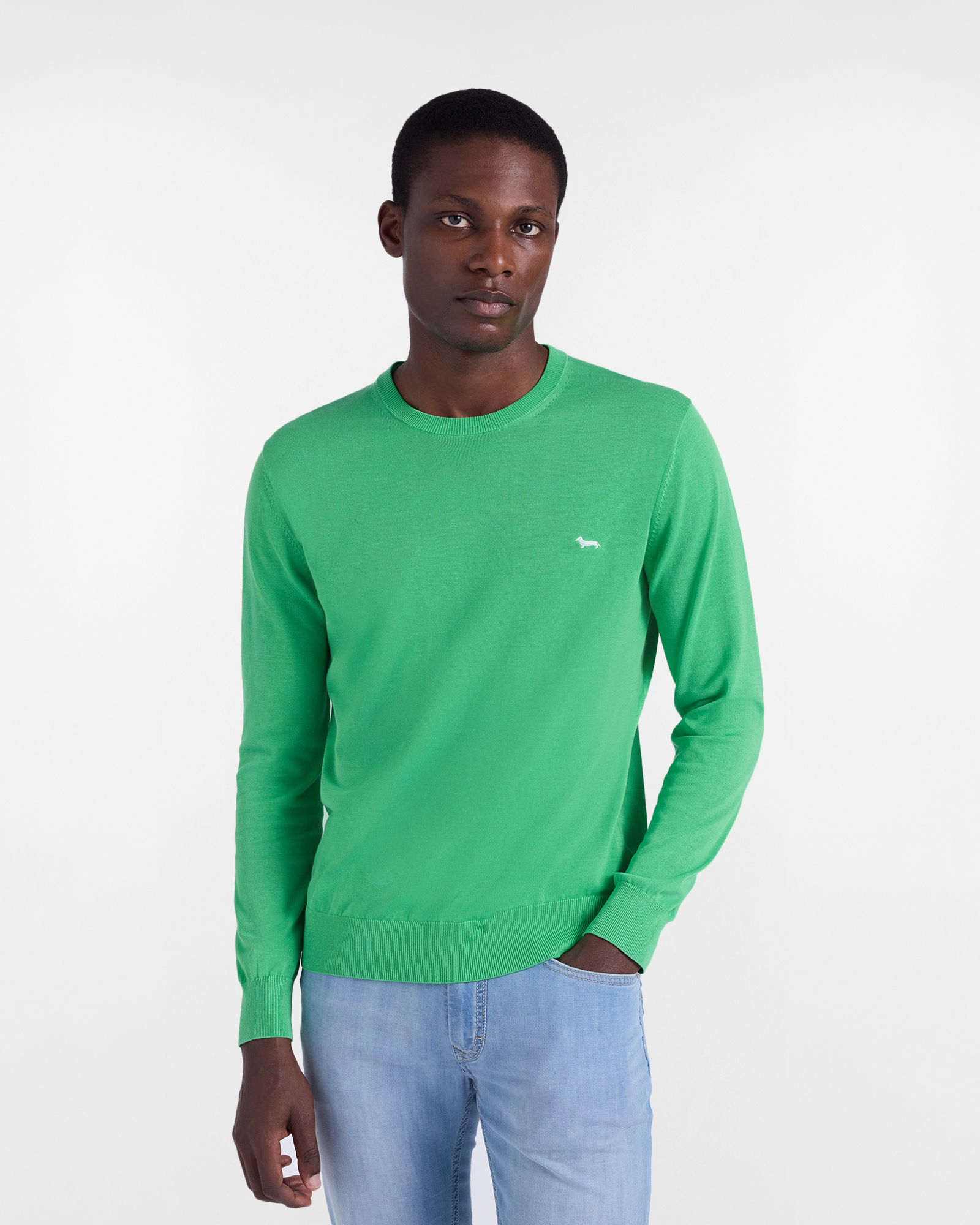 Harmont&Blaine - Pullover girocollo in cotone crêpe, Uomo, Verde, Taglia: 4XL