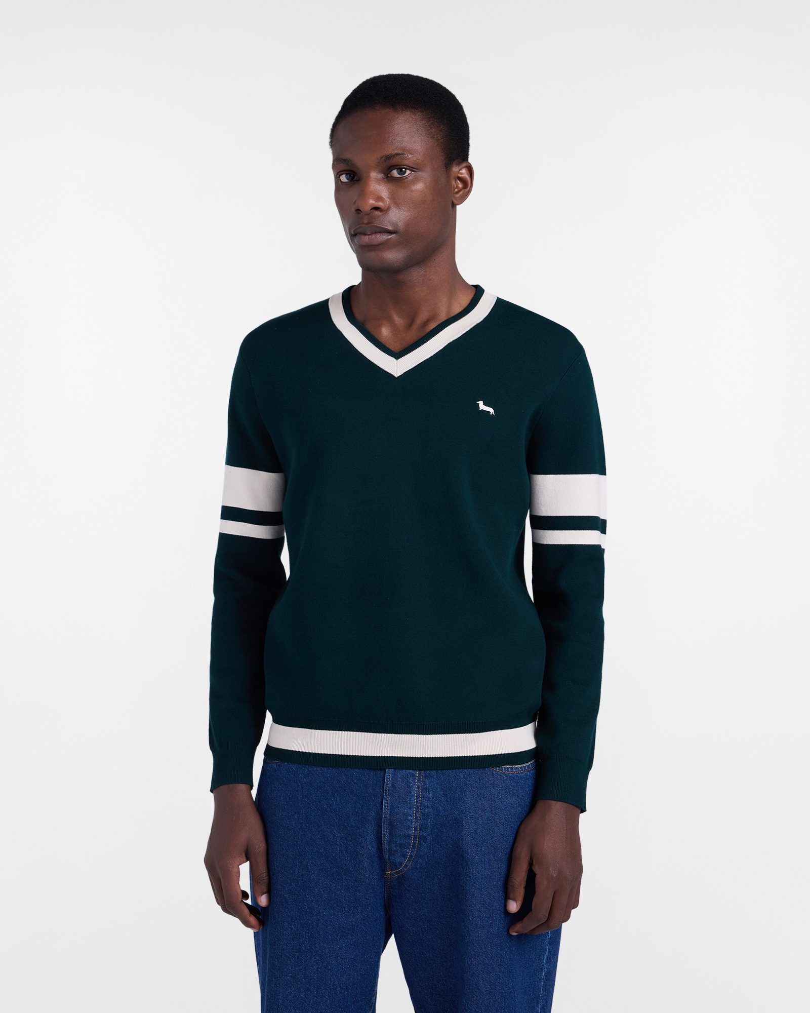 Jersey de hombre de estilo vintage con cuello de pico