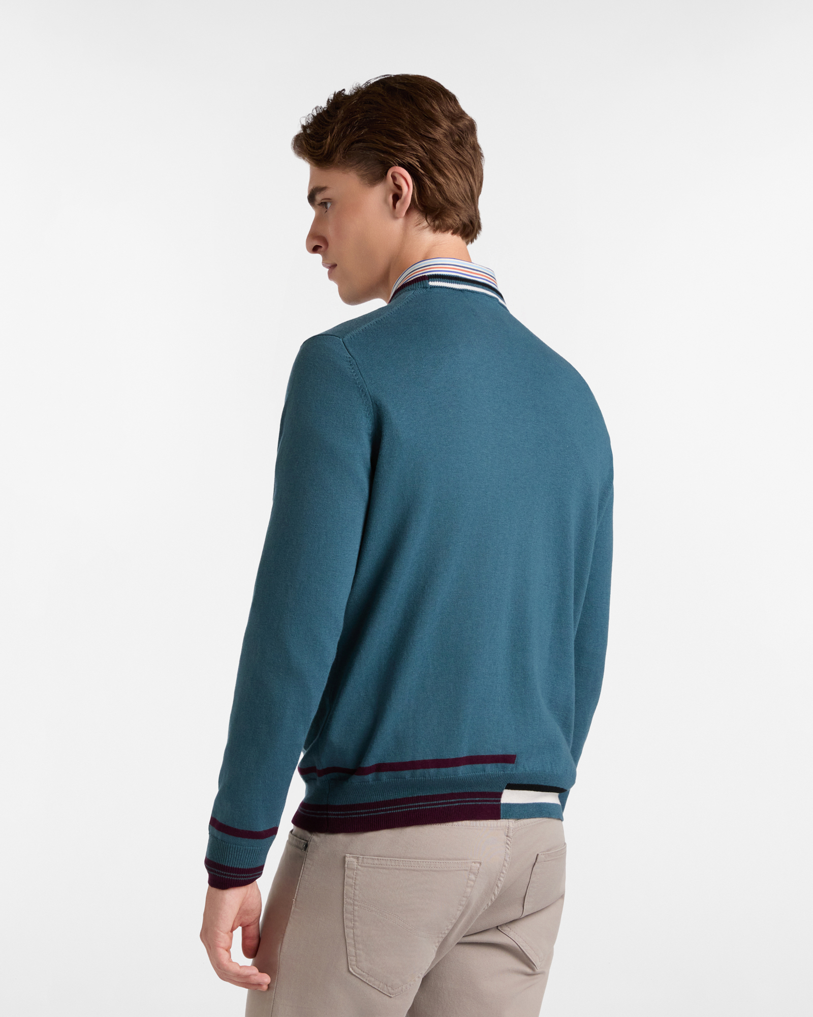 Wool Blend Striped Pullover, Bluette, large image number 1
