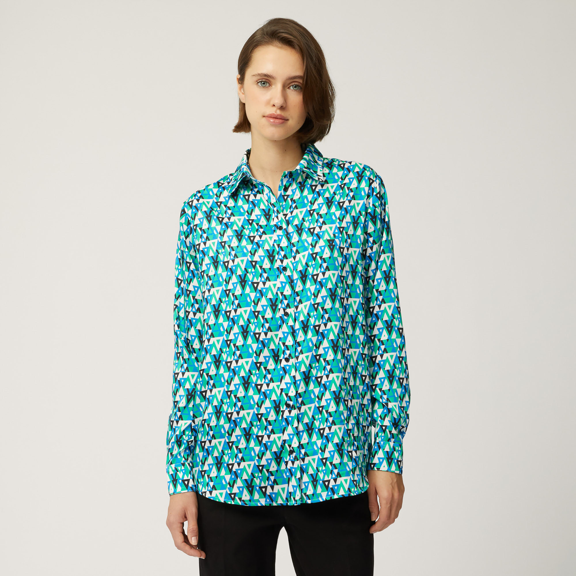 Ski Lounge Geometric Print Shirt, Green, large