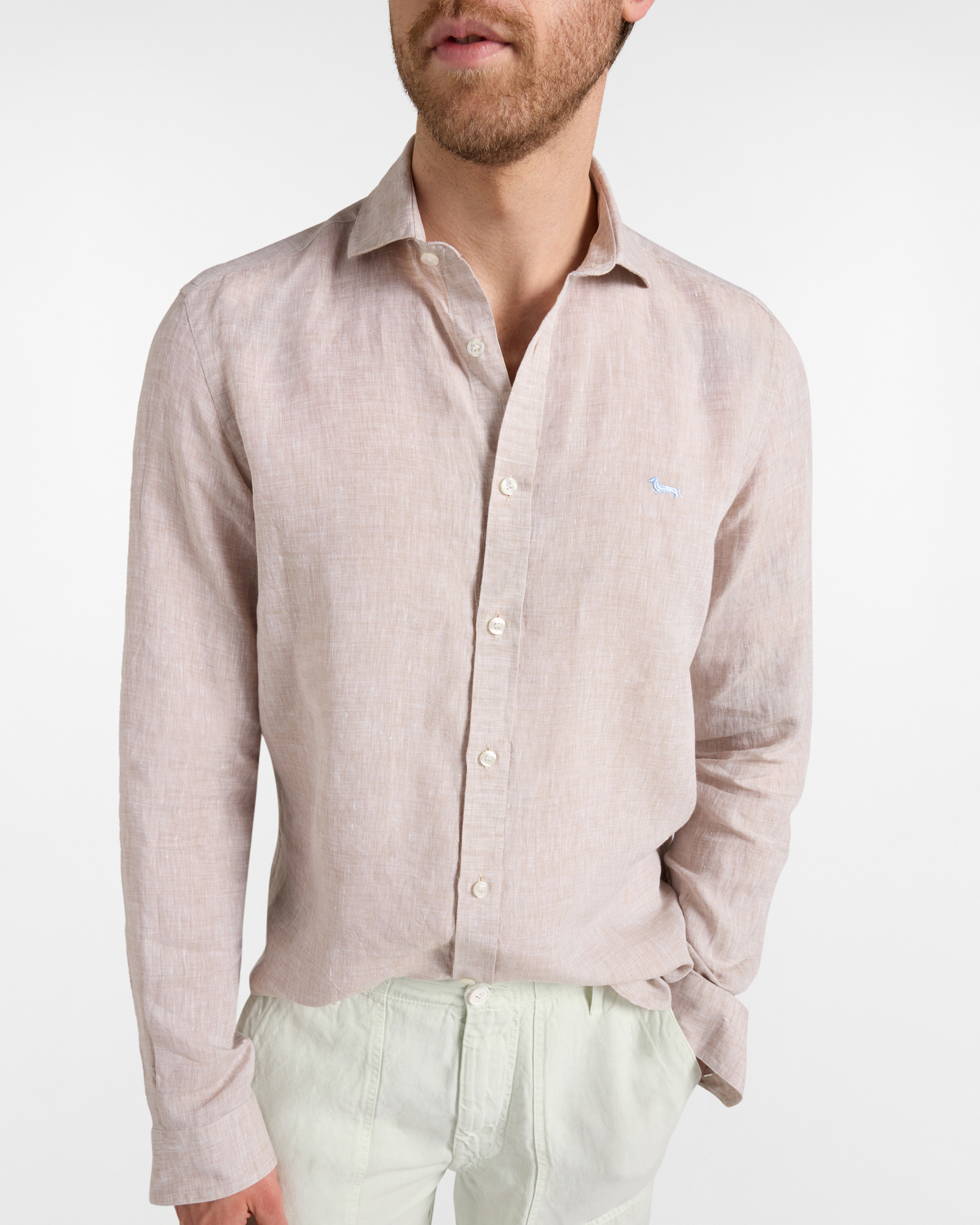 Men's narrow-fit linen shirt, Beige, large image number 2