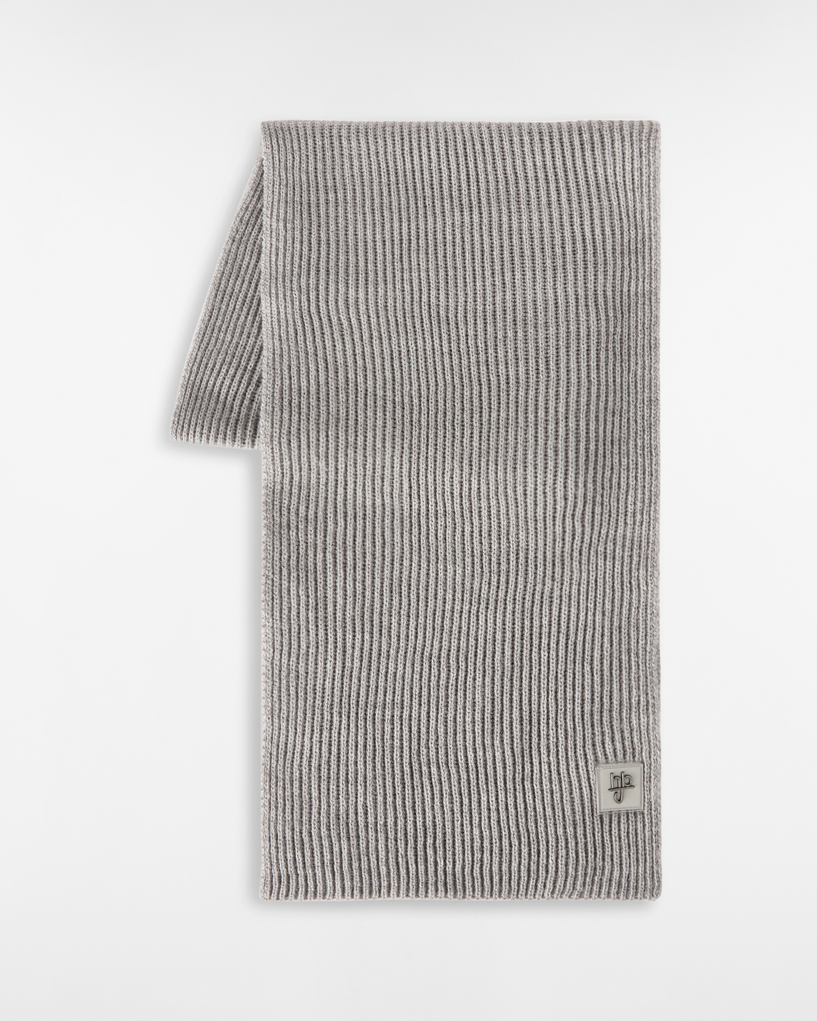 Sciarpa in Misto Lana a Coste Inglesi con Patch Logo, Grigio, large image number 1
