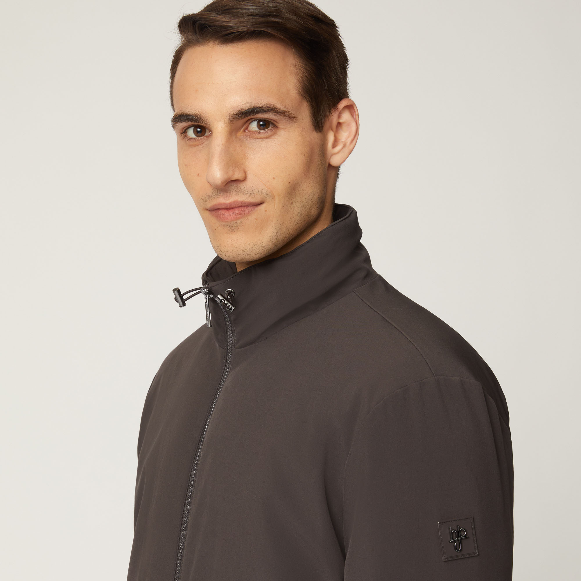 Giubbotto Con Collo Alto, Marrone Scuro, large image number 2