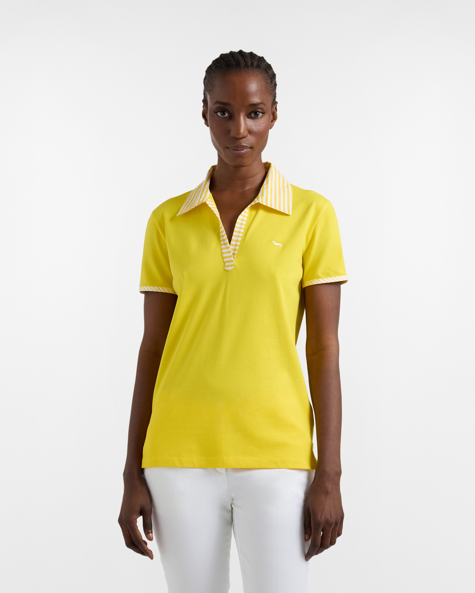 Women's polo shirt with striped "Sorbet" details