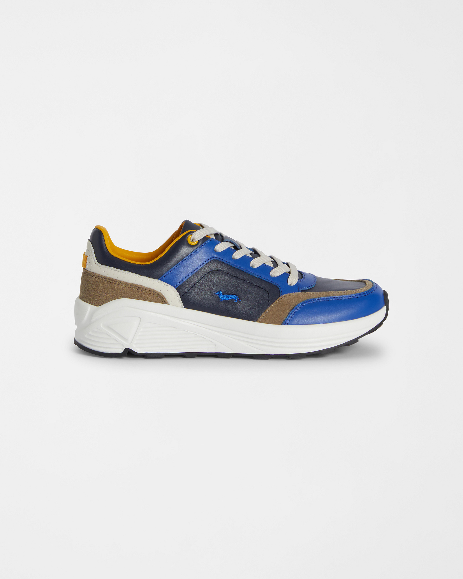 Zapatillas de Cuero con Detalles de Gamuza, Marrón Claro, large