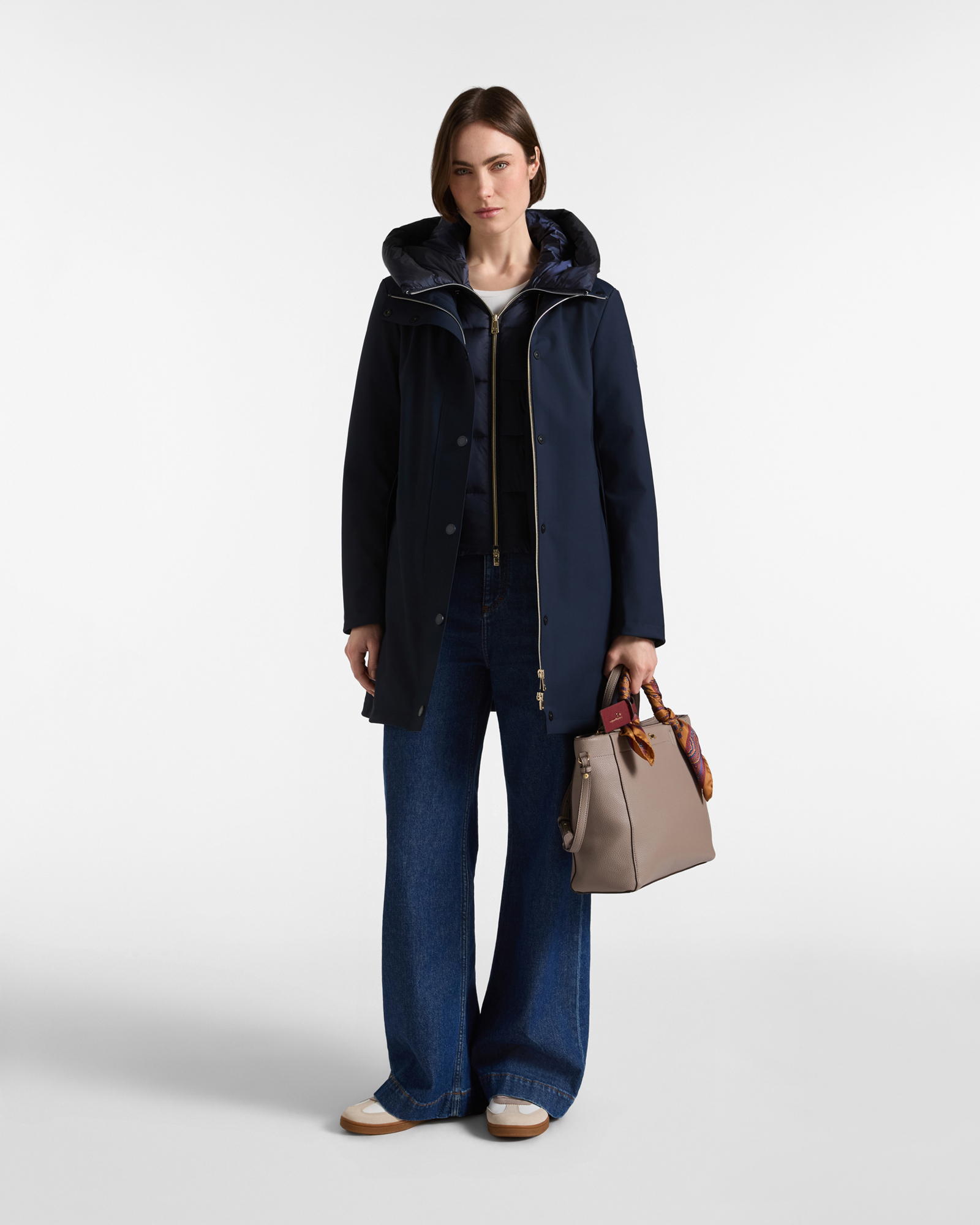 Women&rsquo;s Down Parka with Detachable Hood, NAVY BLUE, large