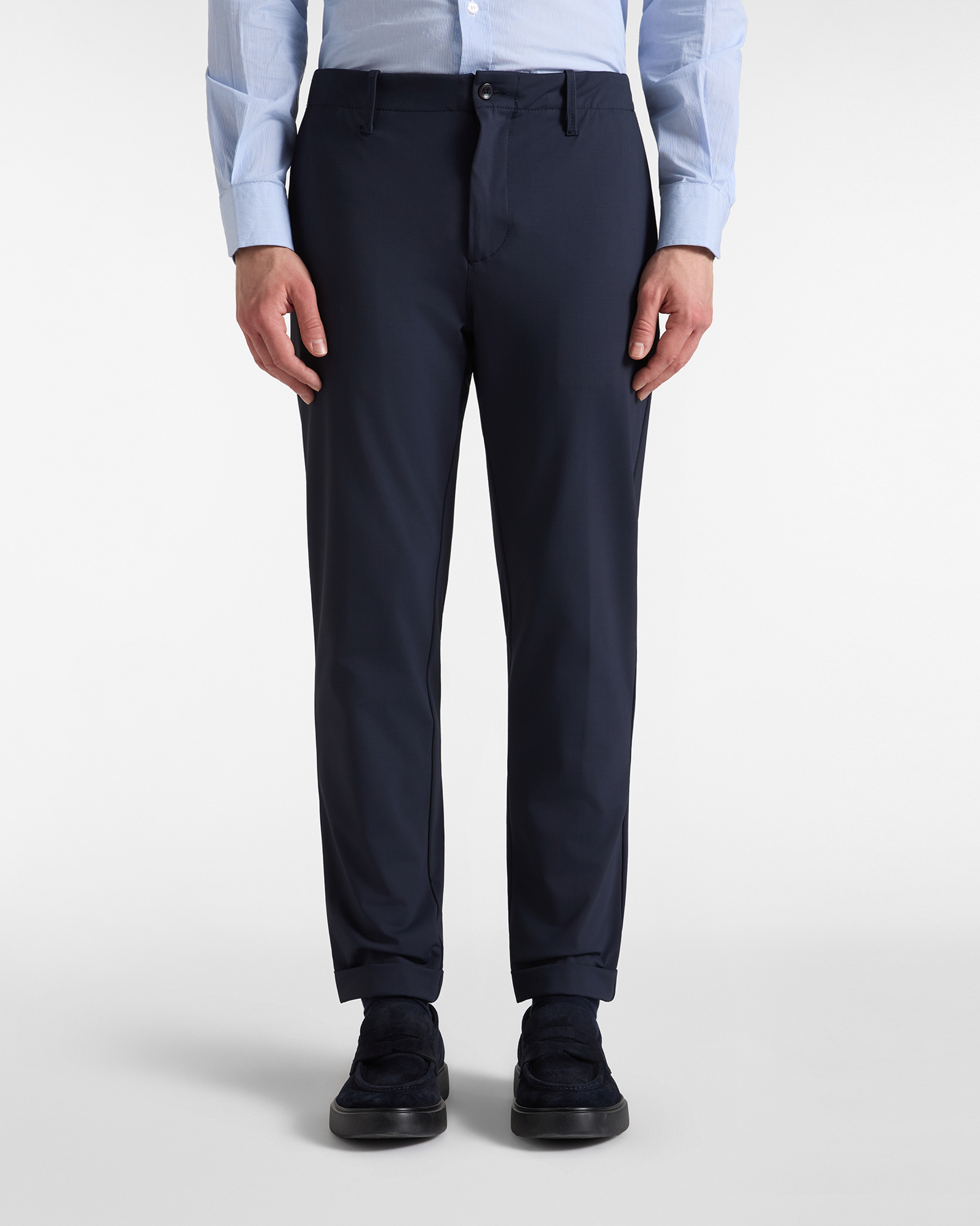 Men&rsquo;s D-Fit dark blue stretch nylon chino pants