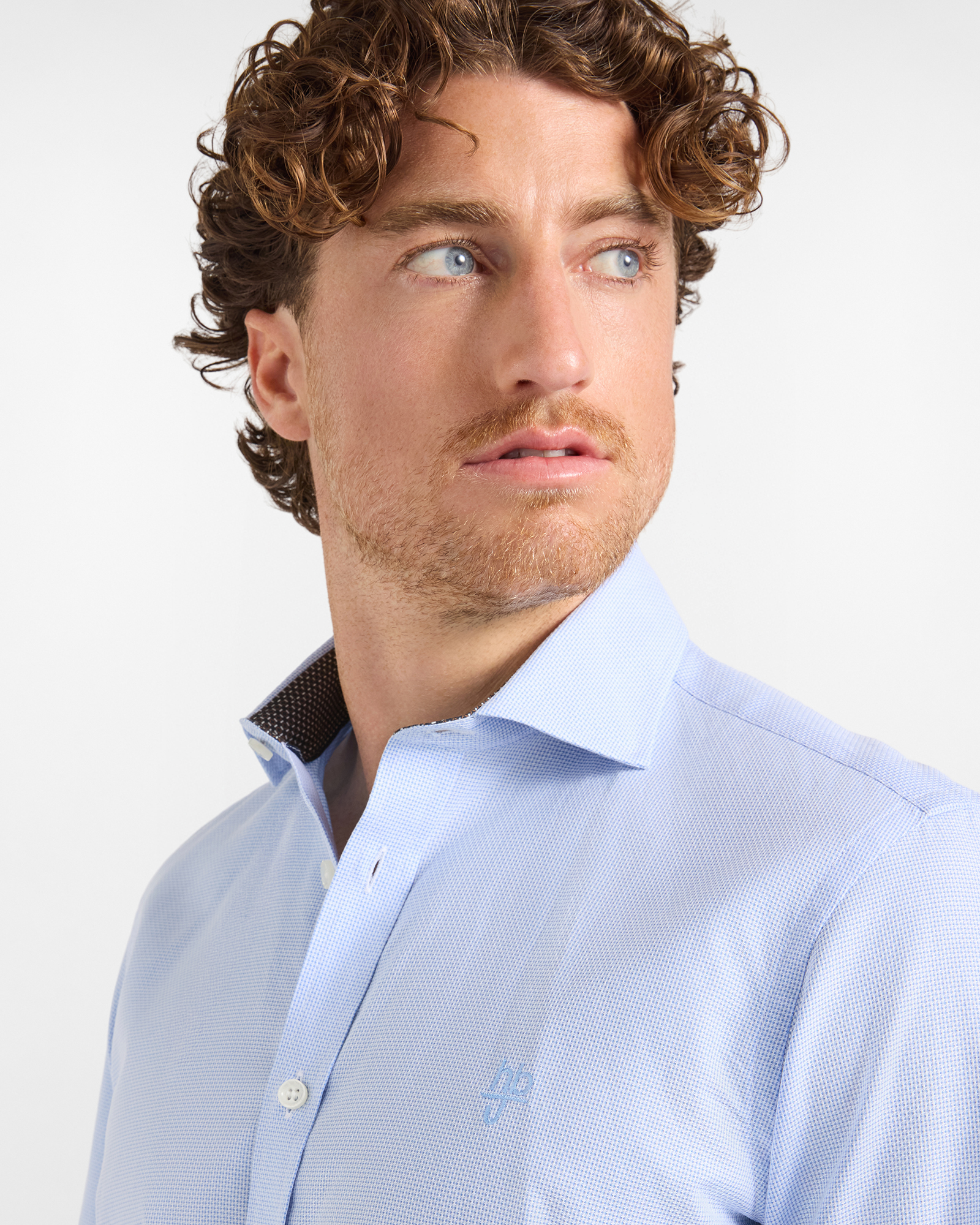 Camicia HBJ Uomo Narrow Fit con collo French in puro cotone, SKY, large