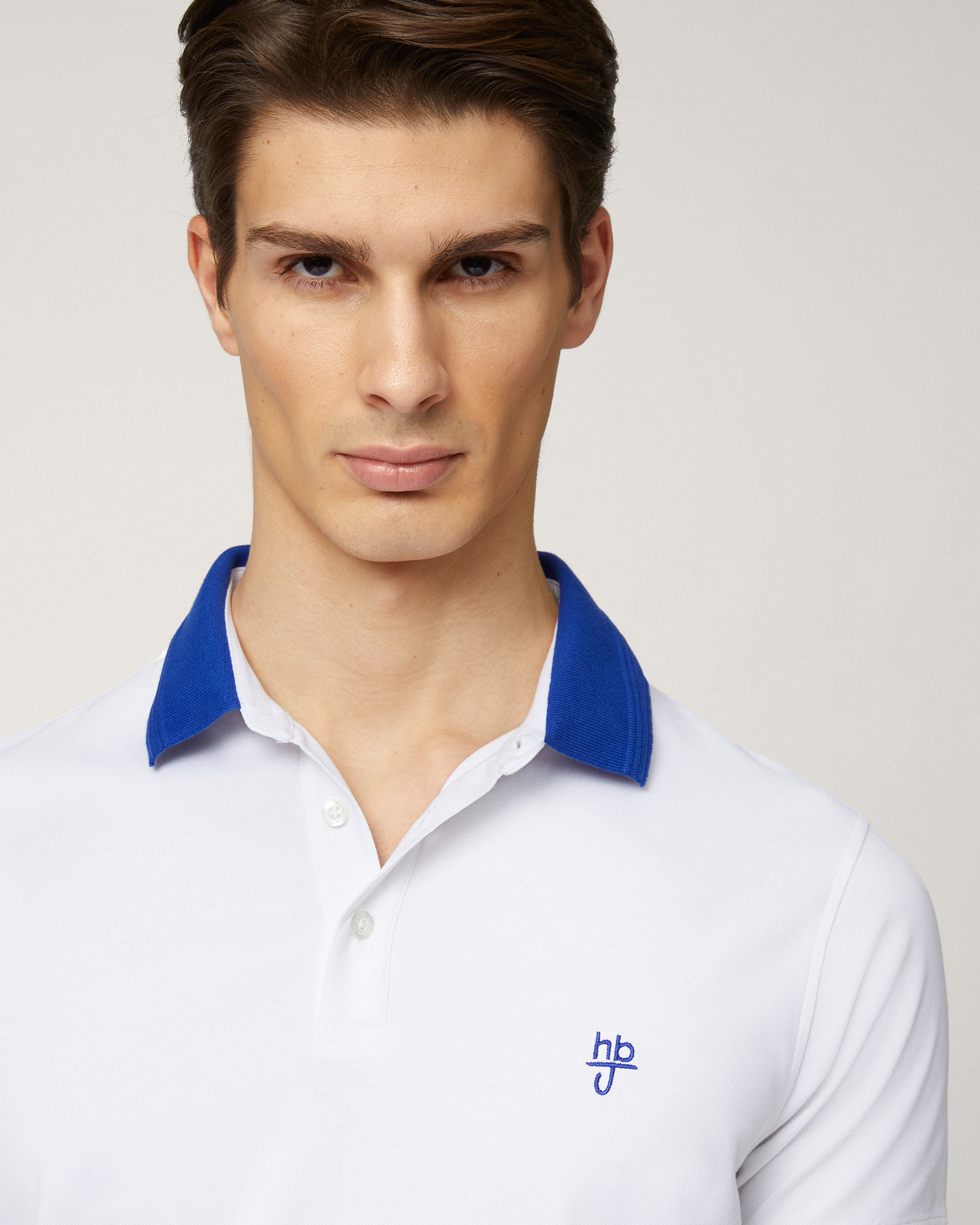 Polo with Contrasting 3D Collar, White, large image number 2