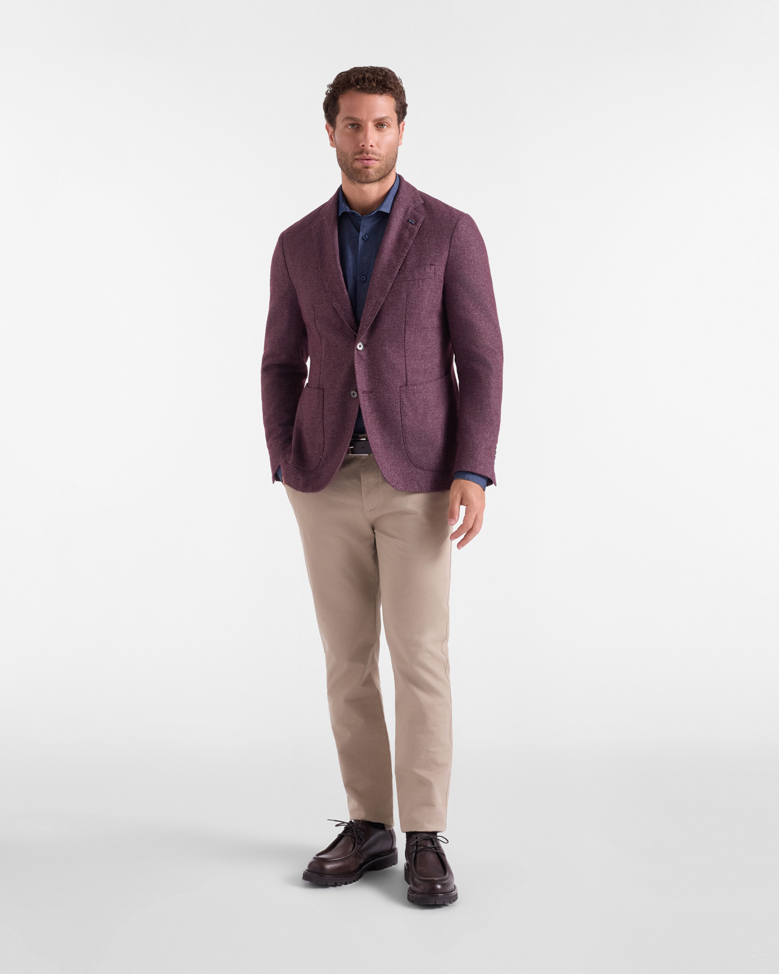 Men&rsquo;s wool-dyed jacket with a m&eacute;lange effect, DARK PURPLE, large