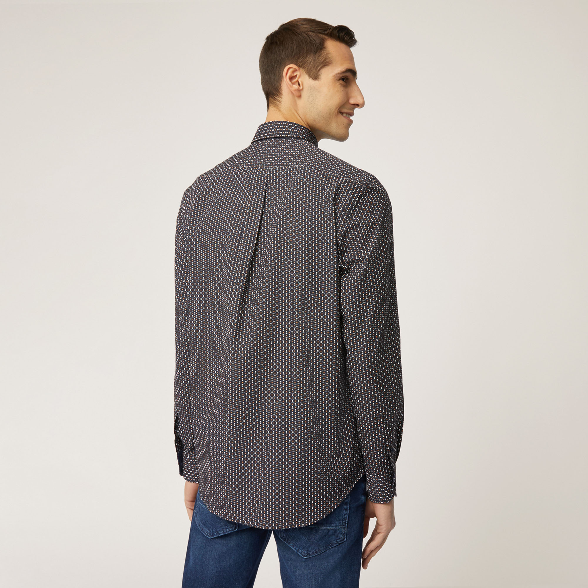 Camicia In Cotone Con Motivo  All-Over, Light Blue, large image number 1